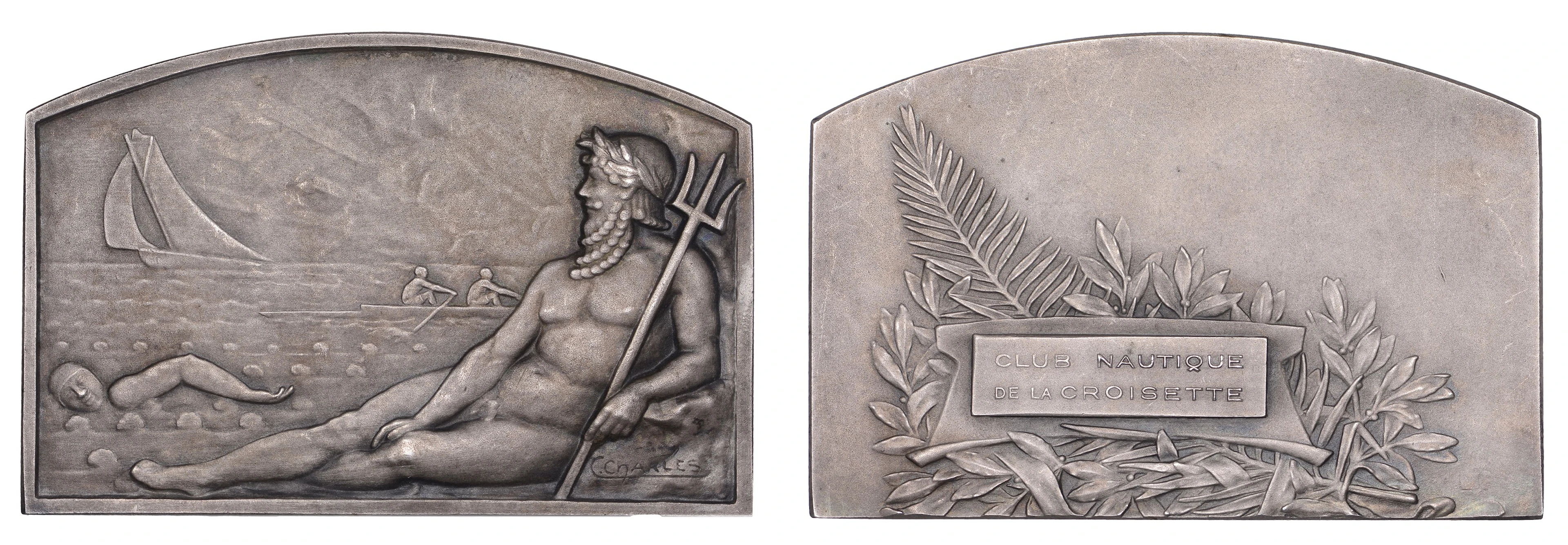 FRANCE, Sports Nautique [Nautical Sports], c. 1928, a plated bronze