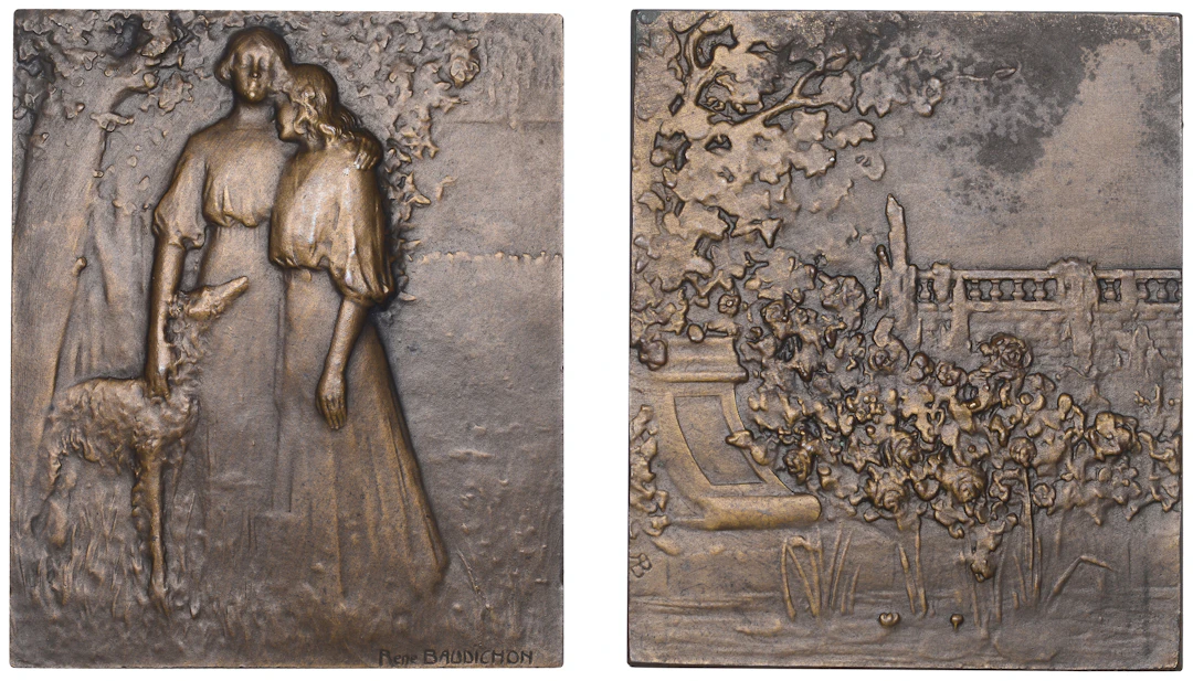 FRANCE, L’Amitié [Friendship], 1909, a bronze plaque by R.-A.-A.-J.