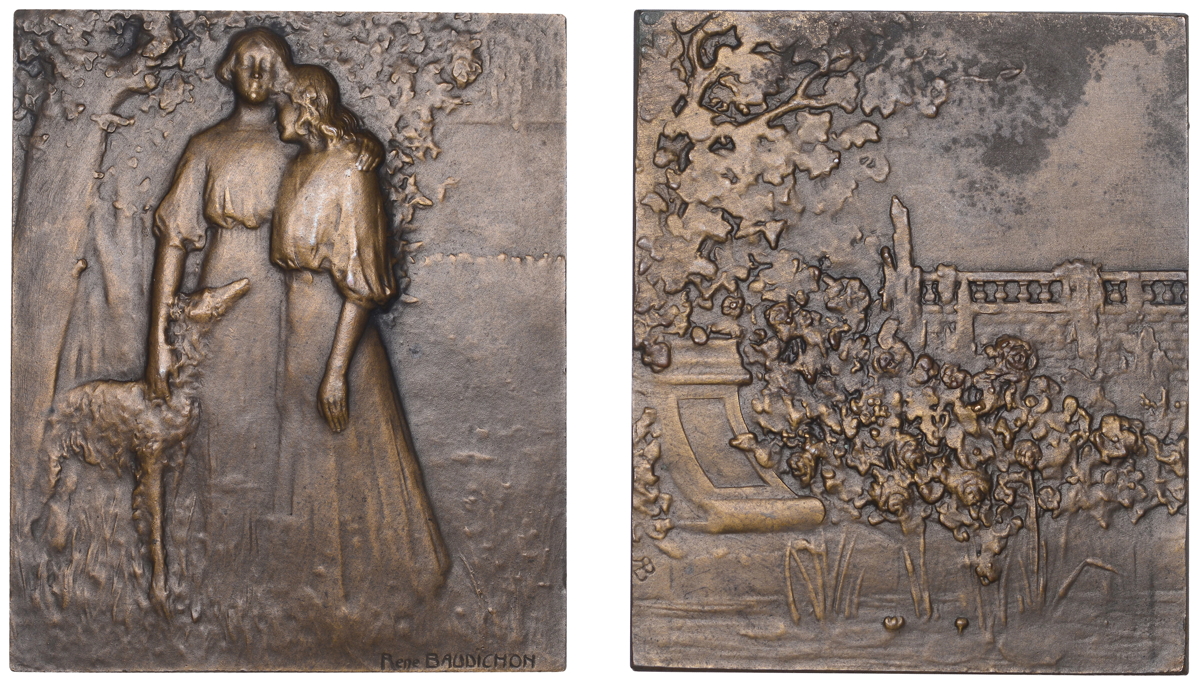 FRANCE, L’Amitié [Friendship], 1909, a bronze plaque by R.-A.-A.-J.