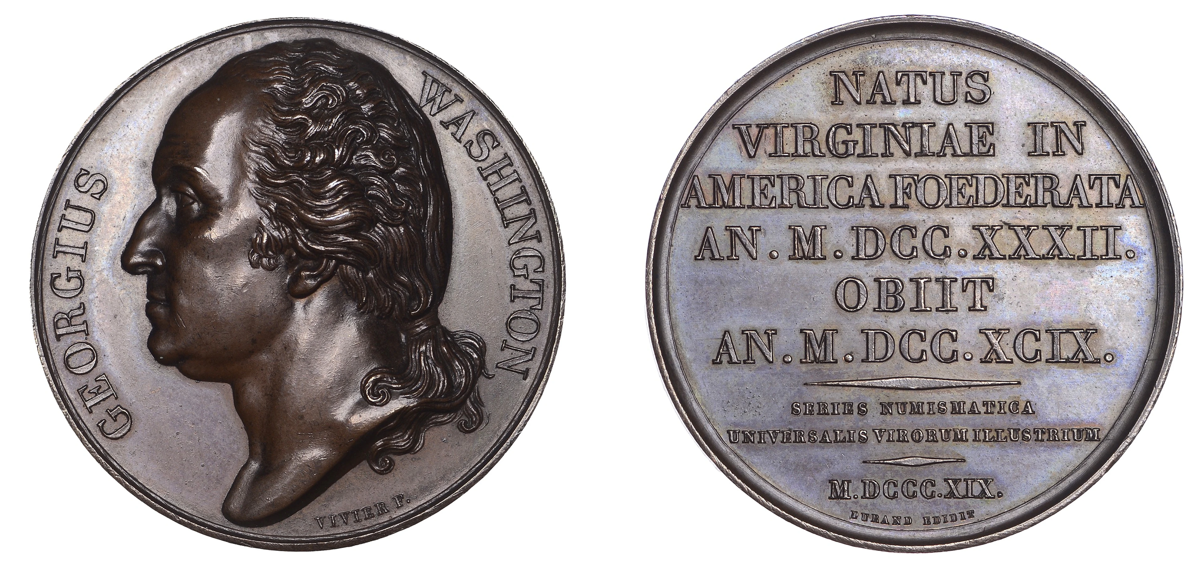 U.S.A./FRANCE, George Washington, 1819, a copper medal by M.-N.-M.