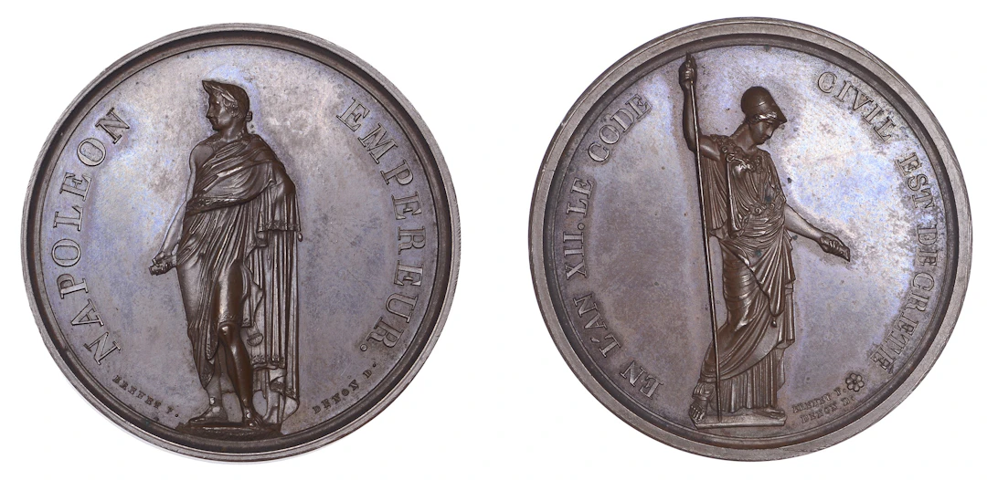 FRANCE, Le Code Civil, 1804, a bronze medal by N.-G.-A. Brenet for