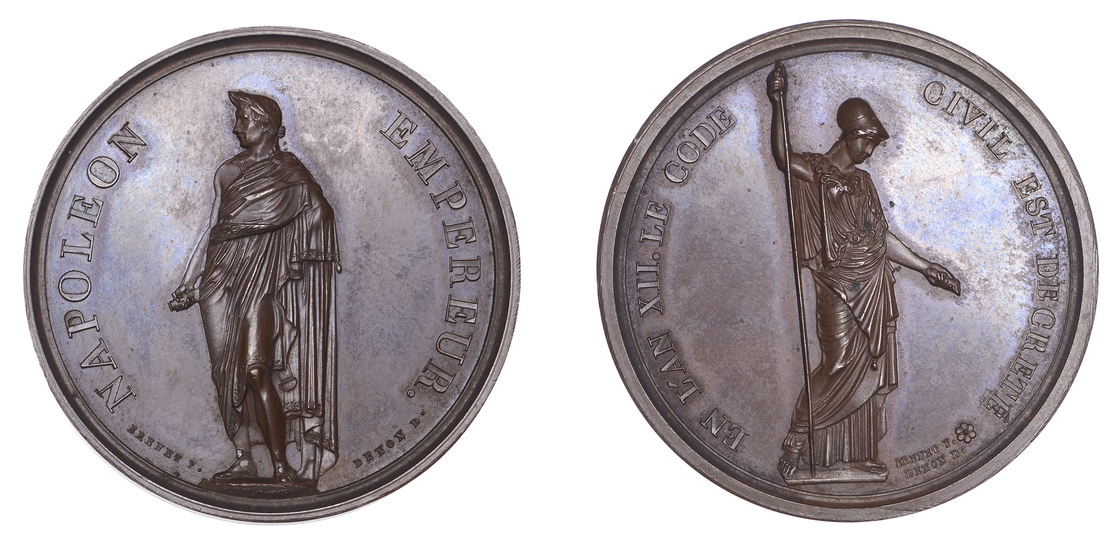 FRANCE, Le Code Civil, 1804, a bronze medal by N.-G.-A. Brenet for