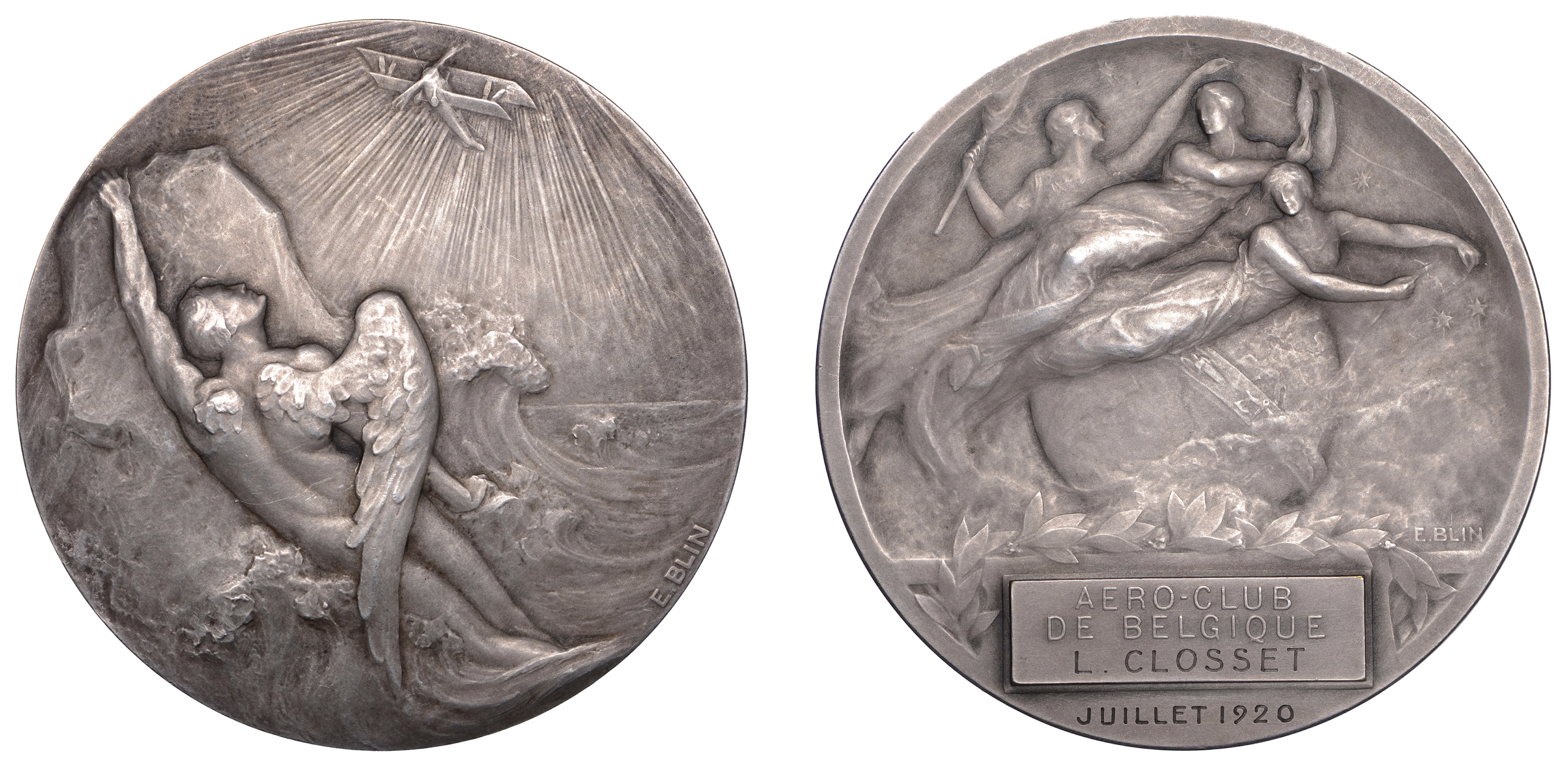 BELGIUM/FRANCE, Aero-Club de Belgique, c. 1920, an Art Nouveau plated