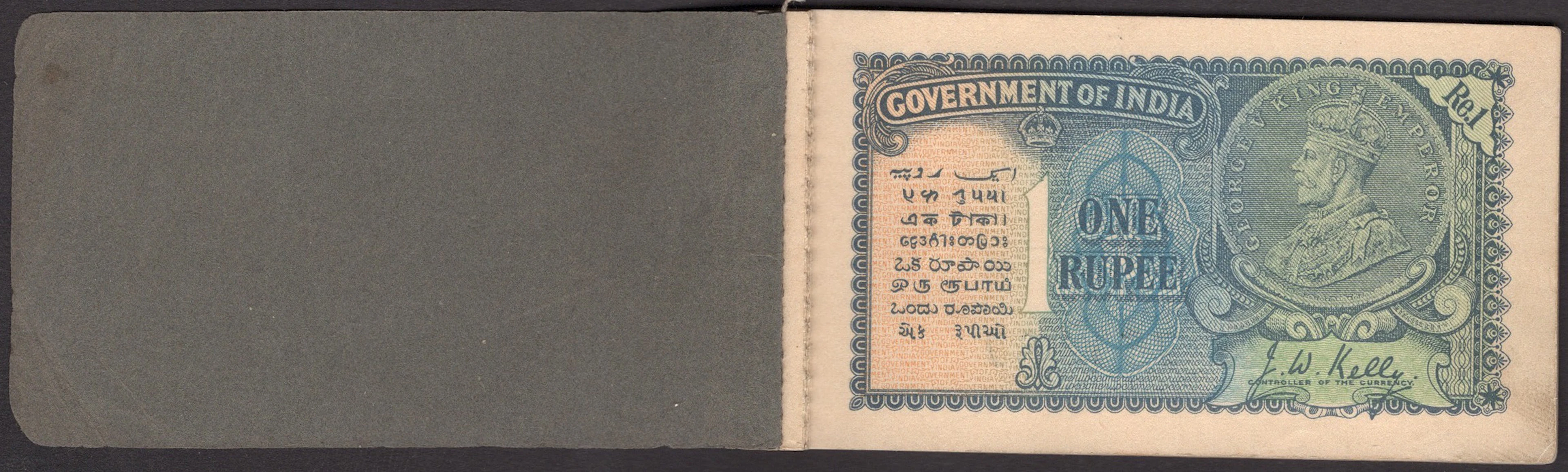 Government of India, a stitched booklet of 1 Rupee notes (12), 1935