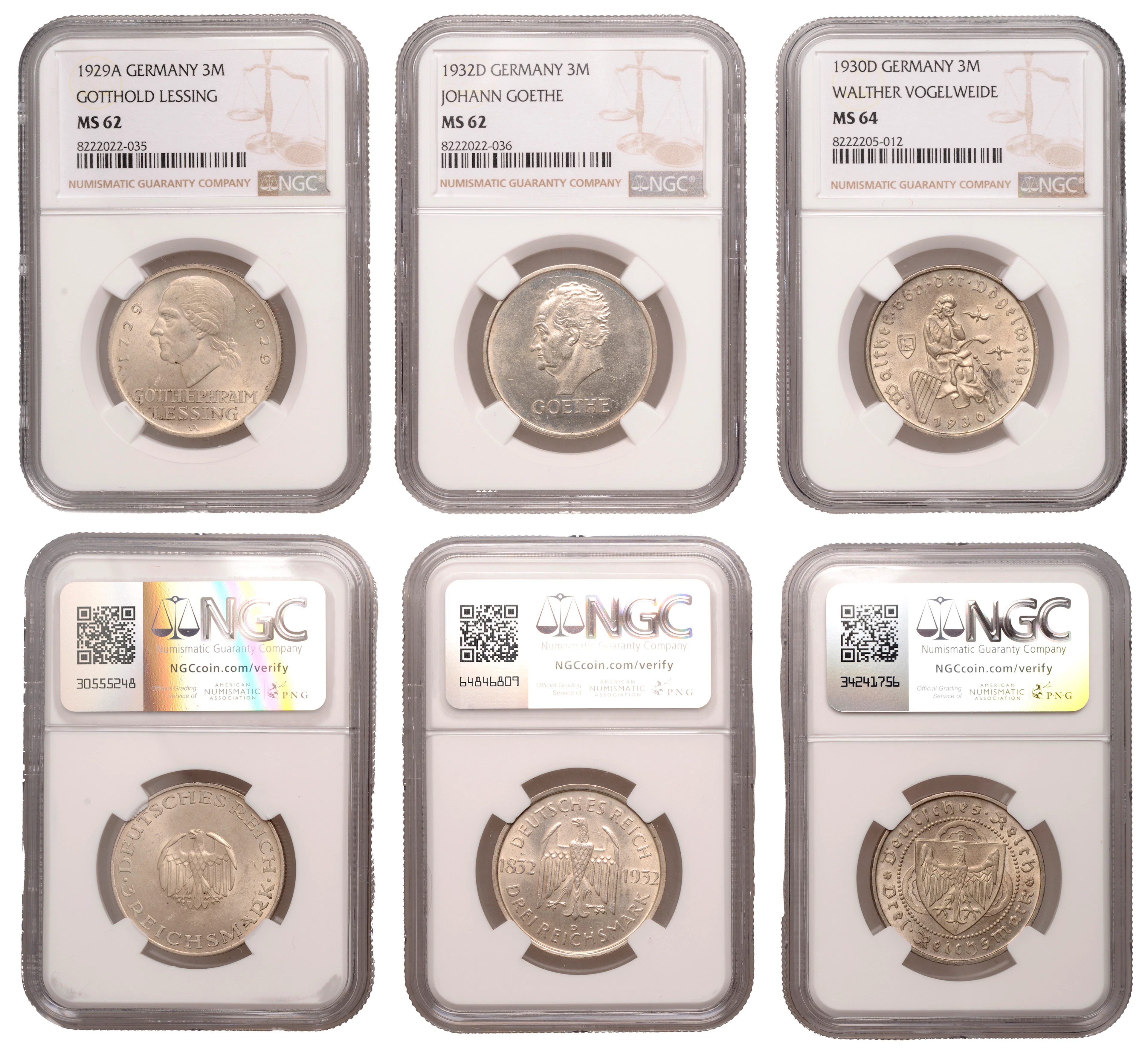 Germany, Weimar Republic, 3 Reichsmark (3), 1929a Gotthold Lessing
