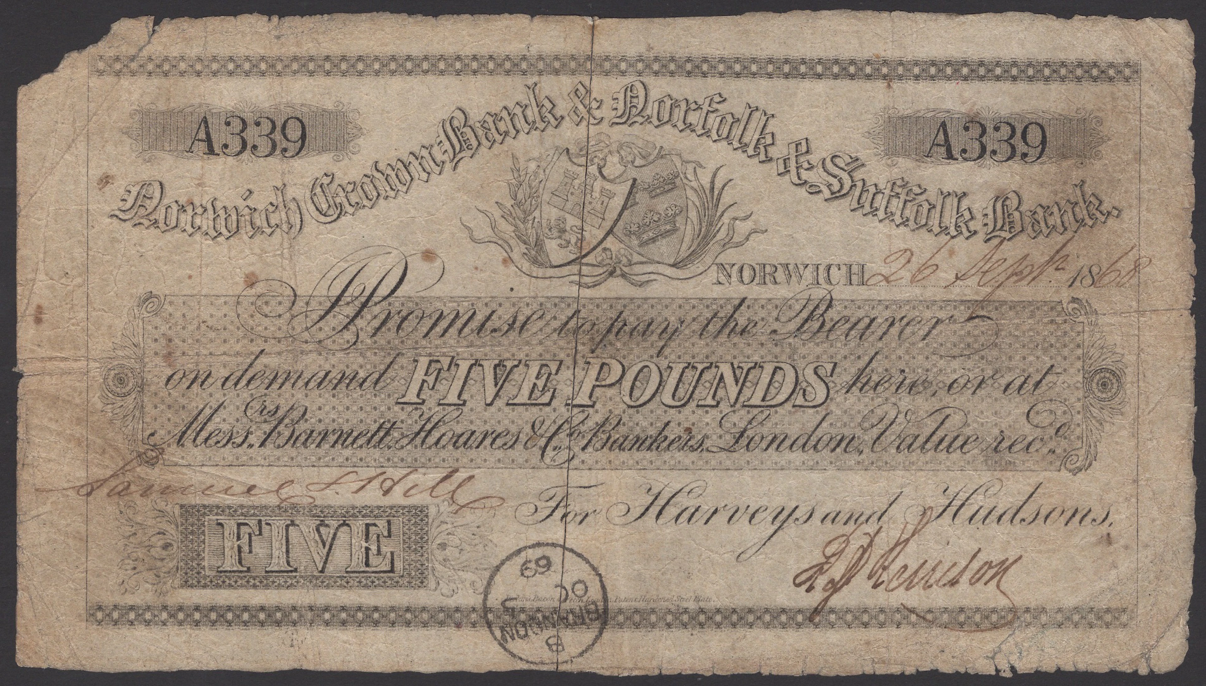 Norfolk Crown Bank & Norfolk & Suffolk Bank, for Harveys and Hudsons