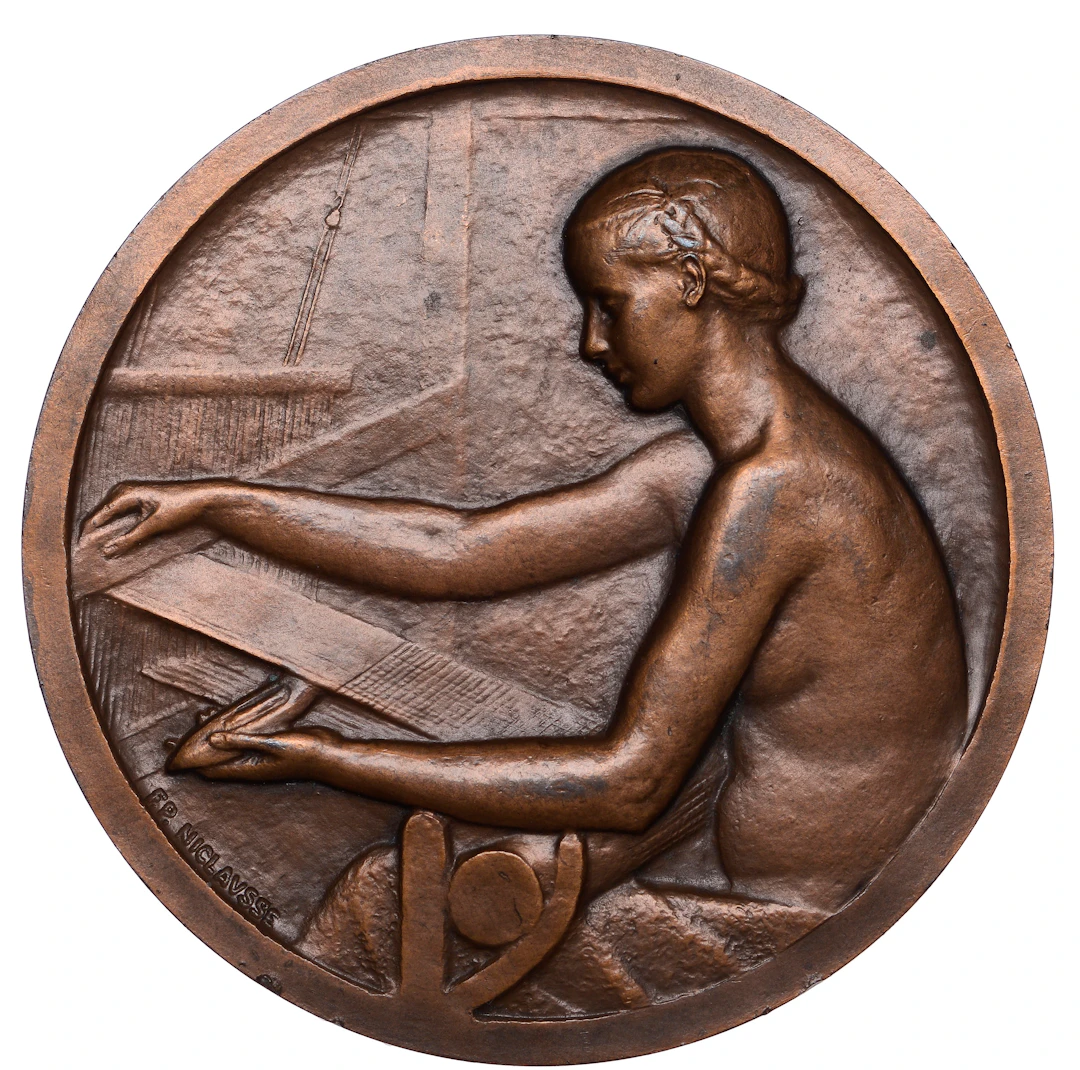 FRANCE, Industrie Textile, 1929, a uniface bronze medal by F.-P. Niclausse