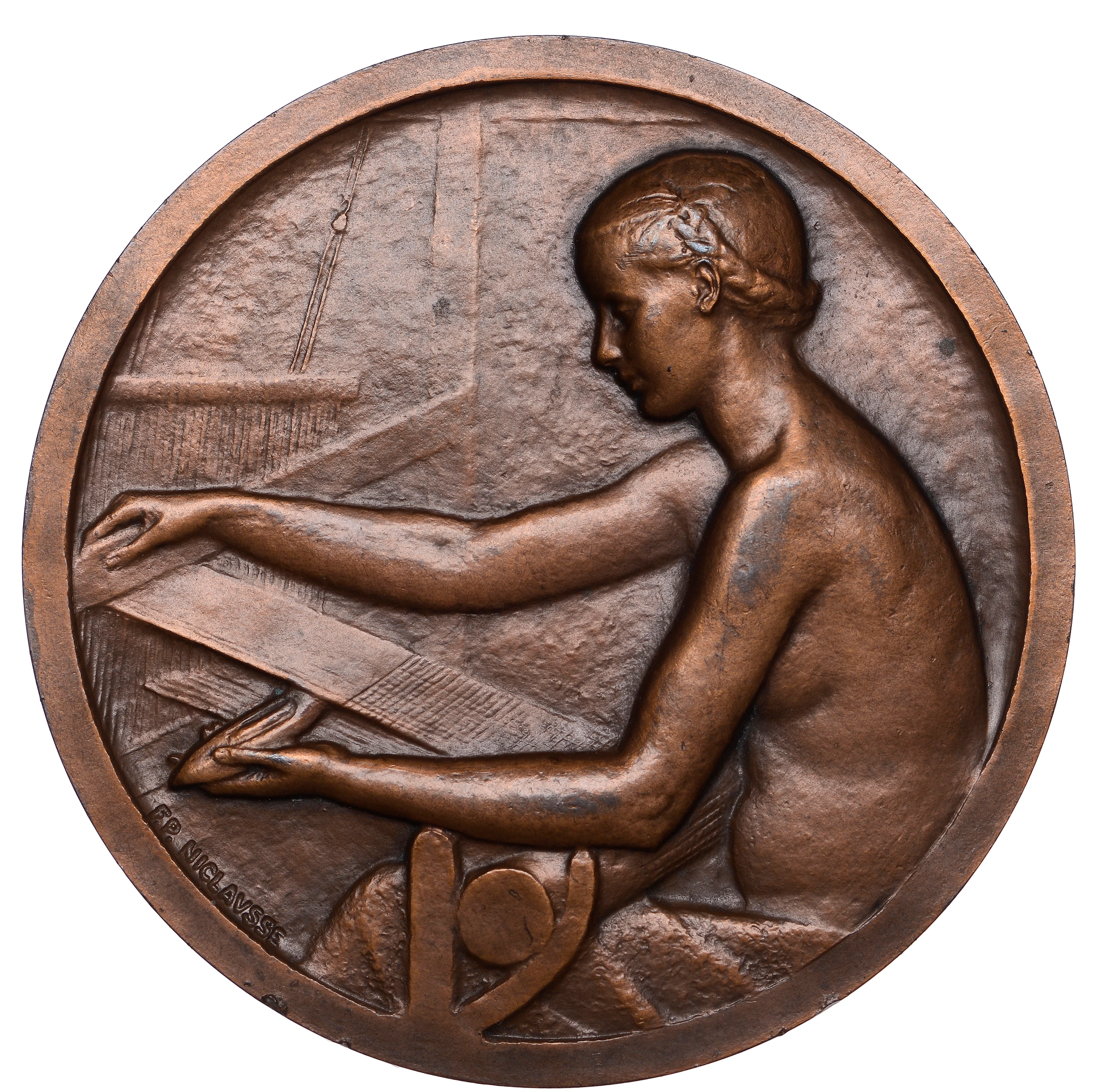 FRANCE, Industrie Textile, 1929, a uniface bronze medal by F.-P. Niclausse