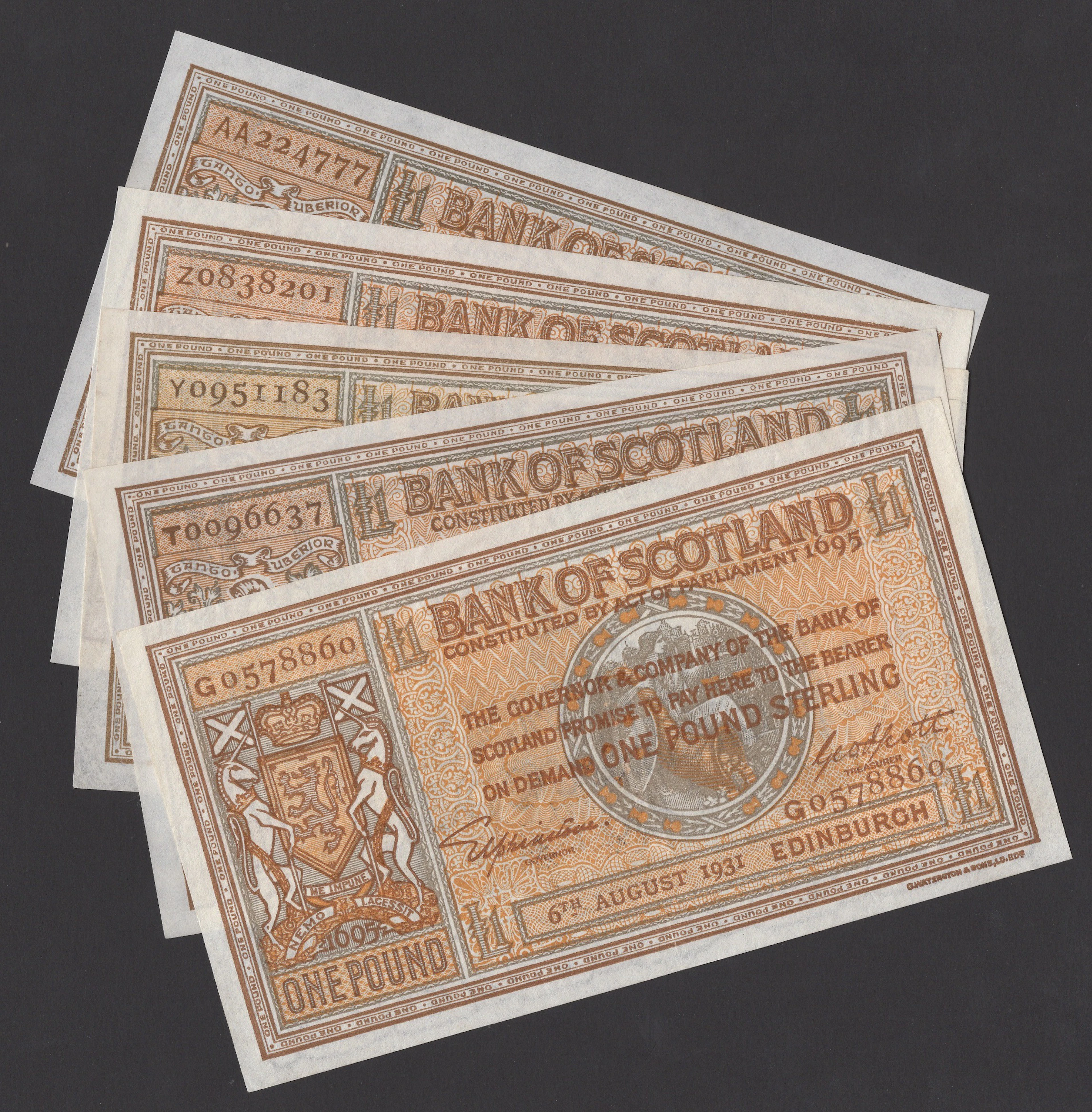 Bank of Scotland, £1 (5), 6 August 1931 (2), 7 May 1941, 2 June 1942
