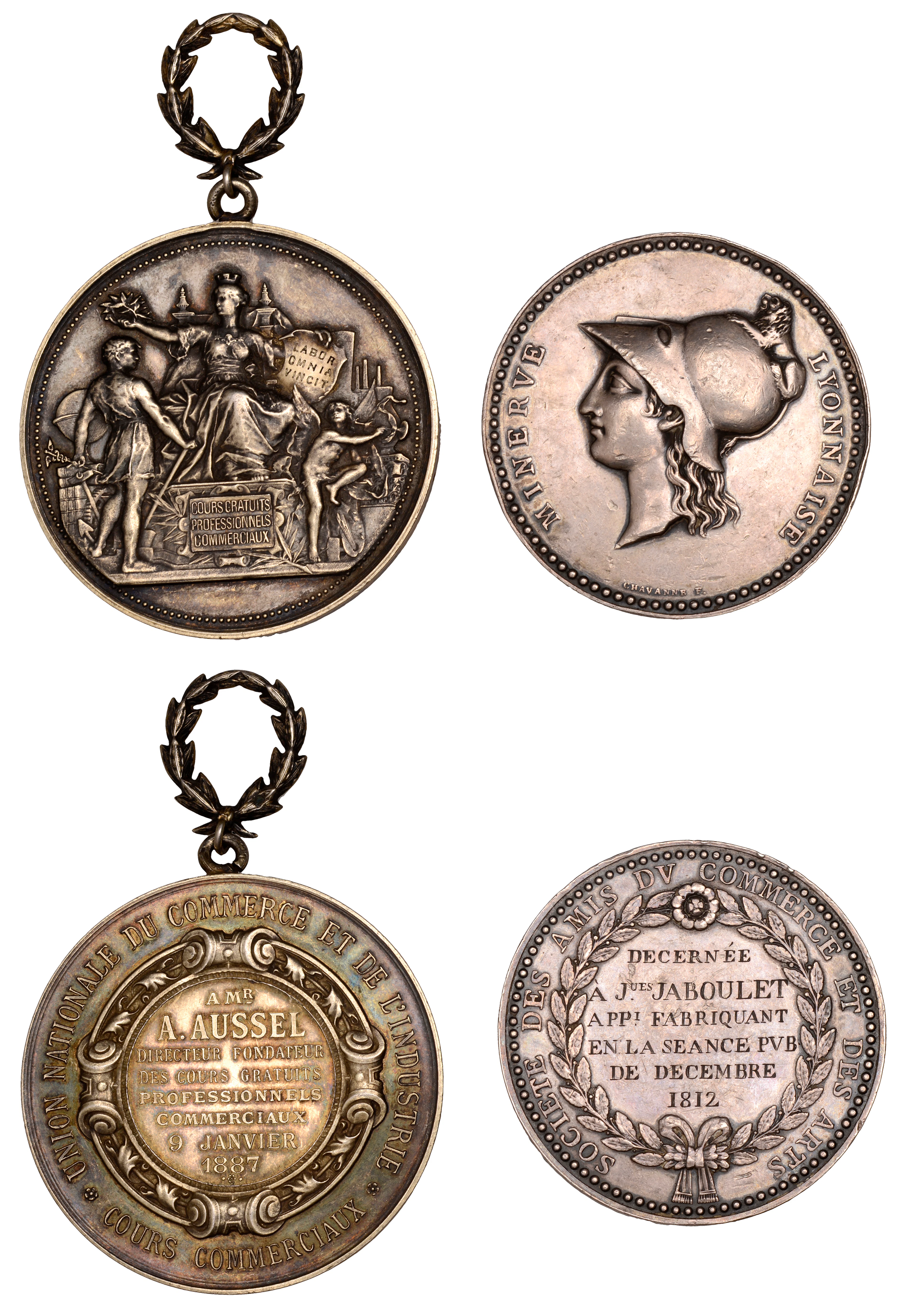 France, Minerve Lyonnaise, a silver award medal by J.M. Chavanne