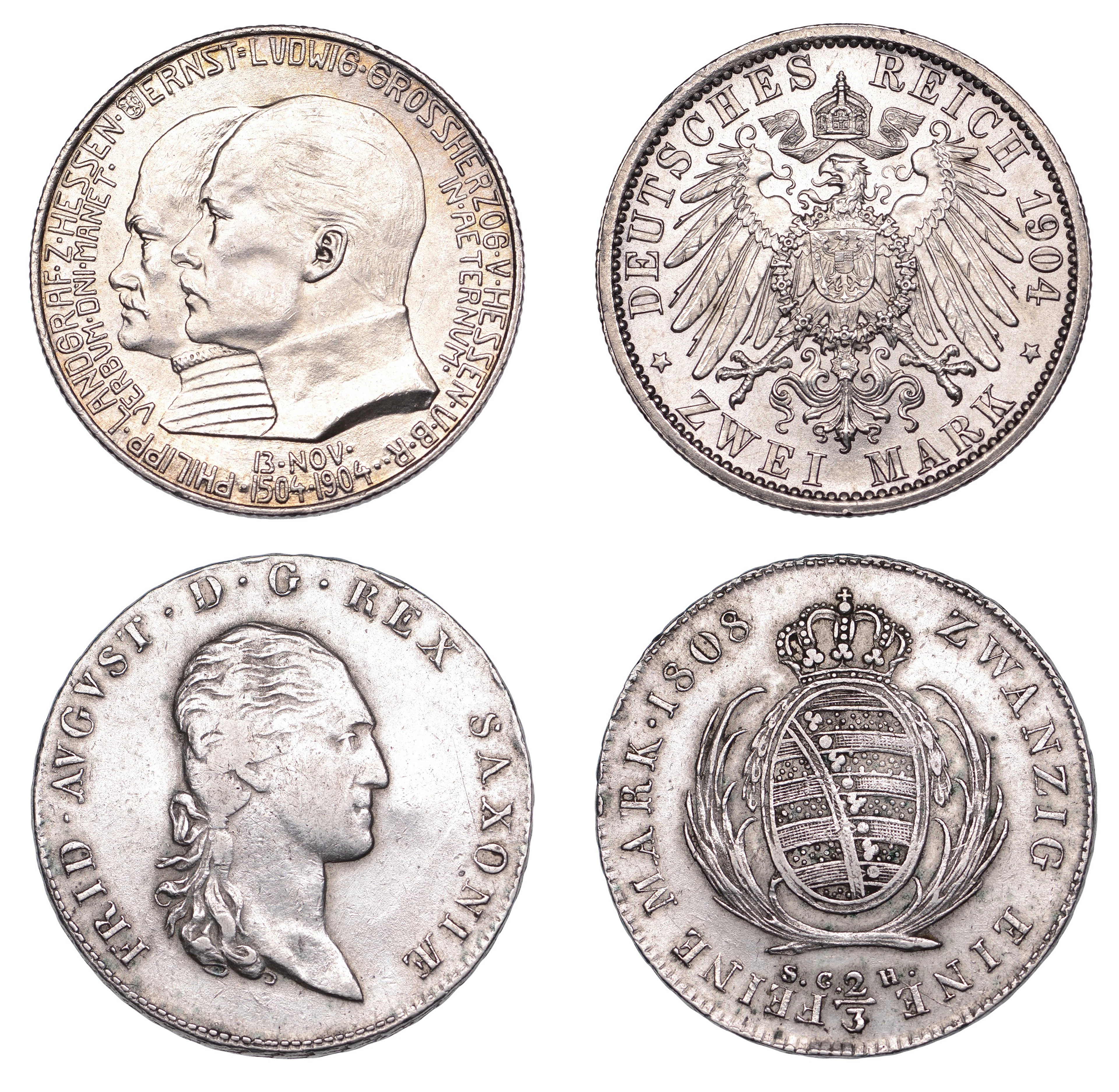 Germany, Hesse-Darmstadt, Ernst Ludwig, 2 Mark, 1904, 400th Birthday