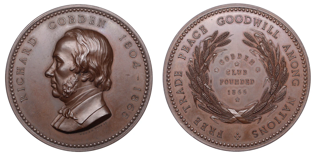 Foundation of the Cobden Club, 1866, a copper medal by J.S. & A.B.