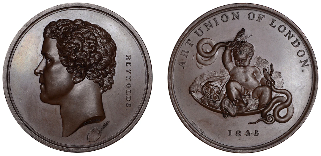 ENGLAND, Joshua Reynolds, 1845, a copper medal by A.J. Stothard for