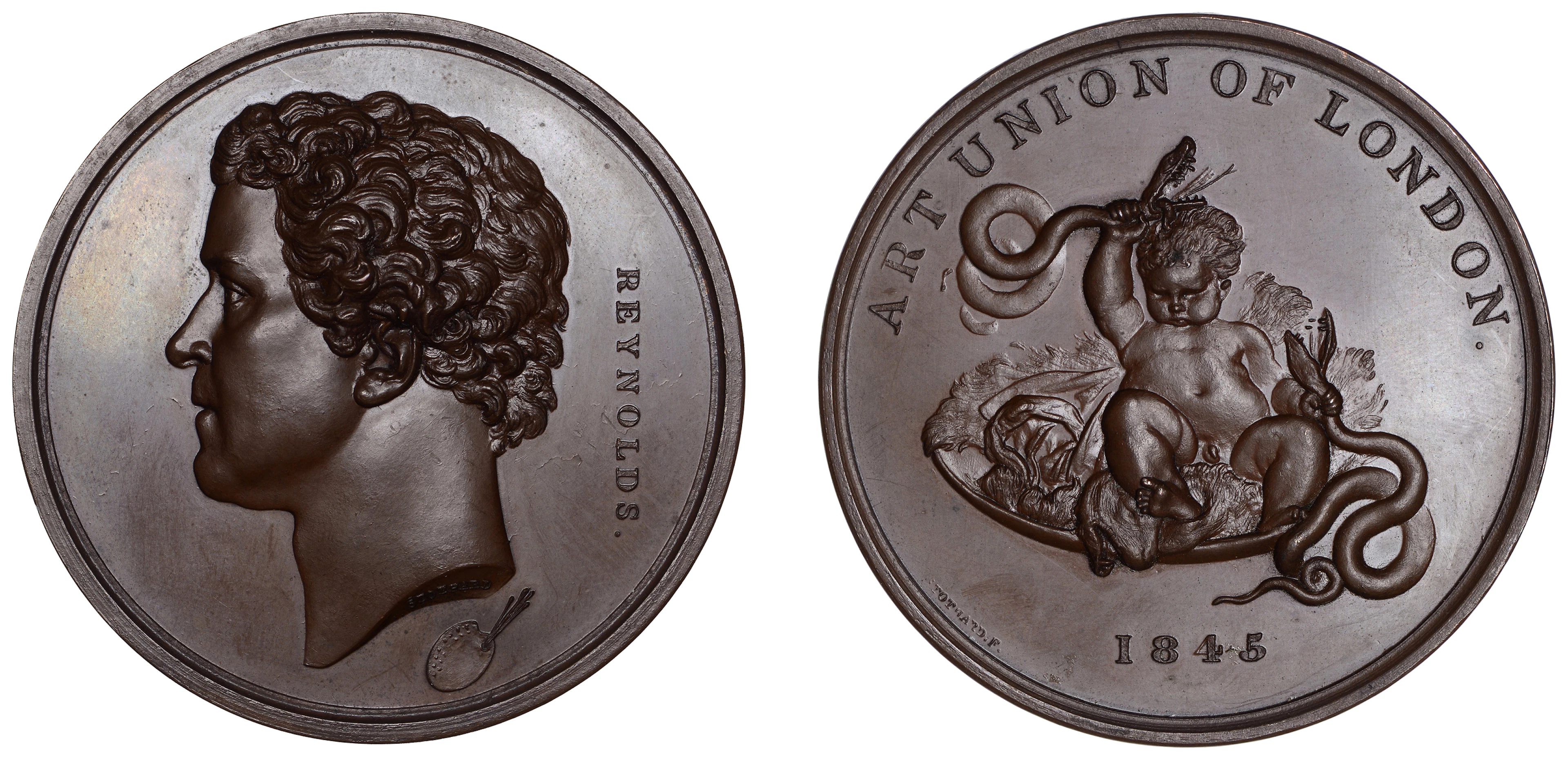ENGLAND, Joshua Reynolds, 1845, a copper medal by A.J. Stothard for