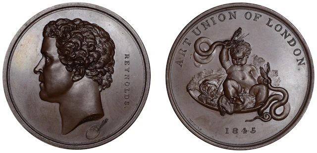 ENGLAND, Joshua Reynolds, 1845, a copper medal by A.J. Stothard for