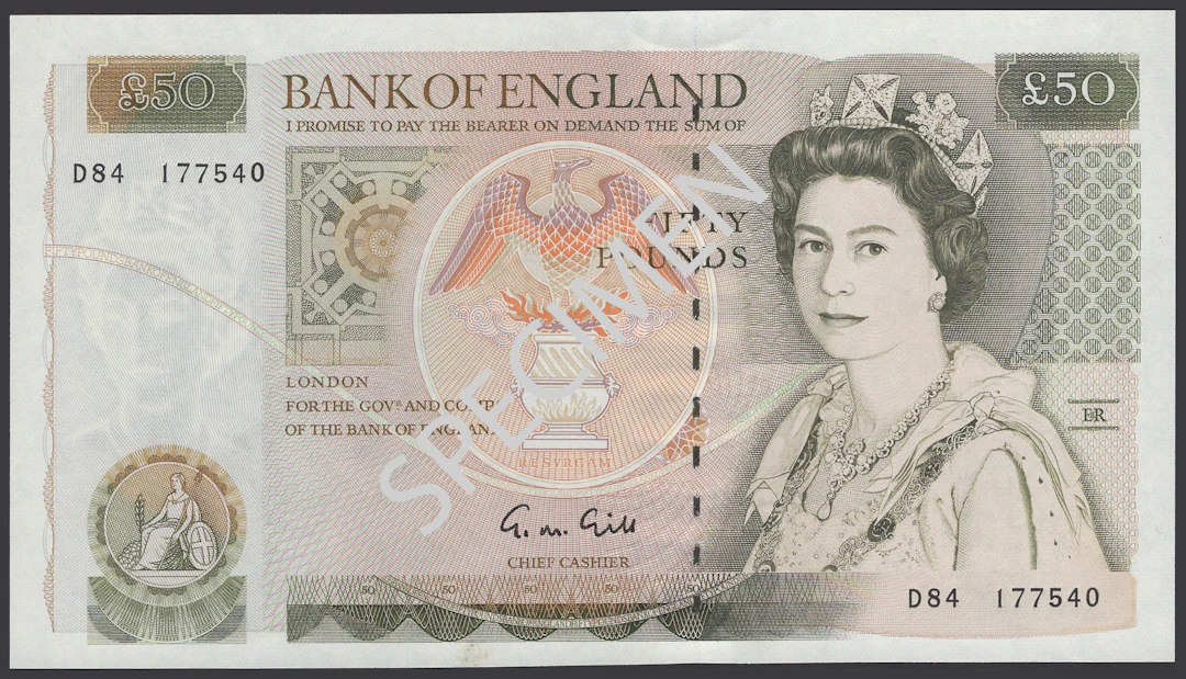 Bank of England, George M. Gill, £50, 21 July 1988, serial number