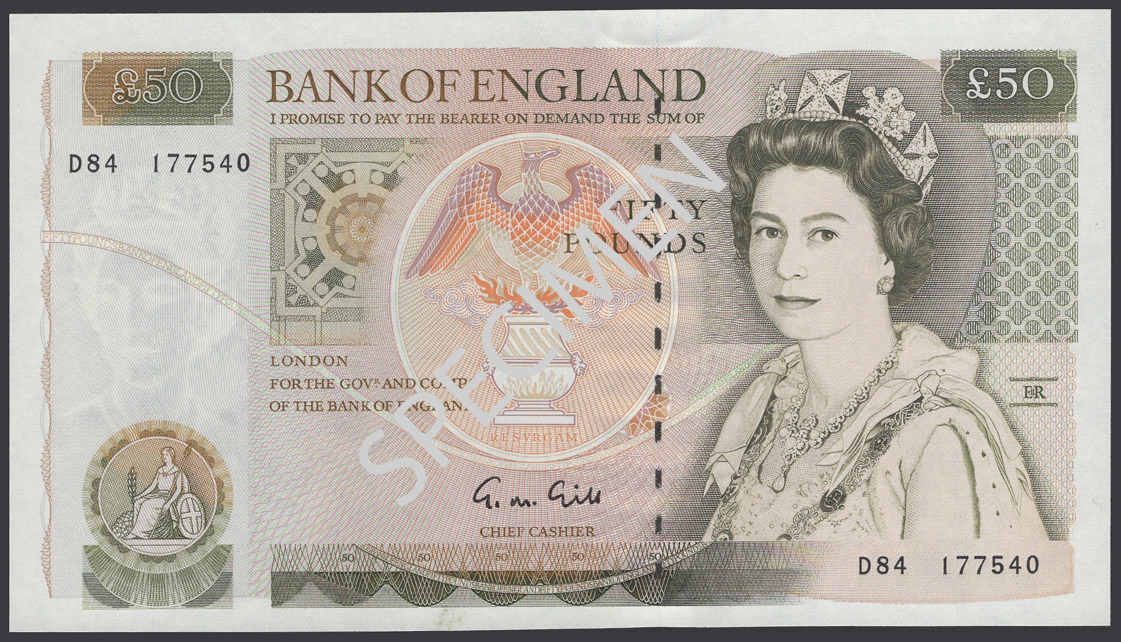 Bank of England, George M. Gill, £50, 21 July 1988, serial number