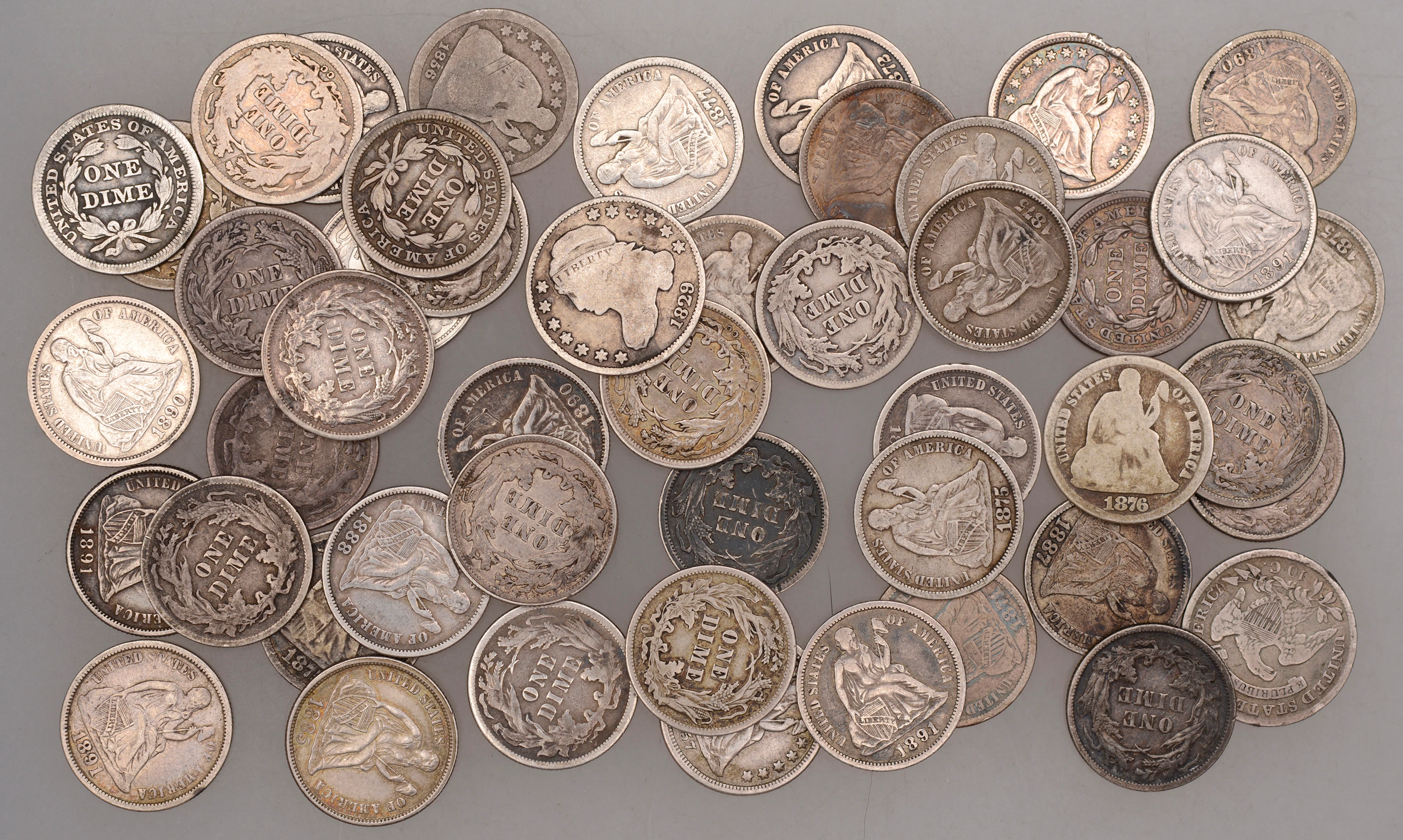 United States of America, Dimes (48), various types [48]. Varied state