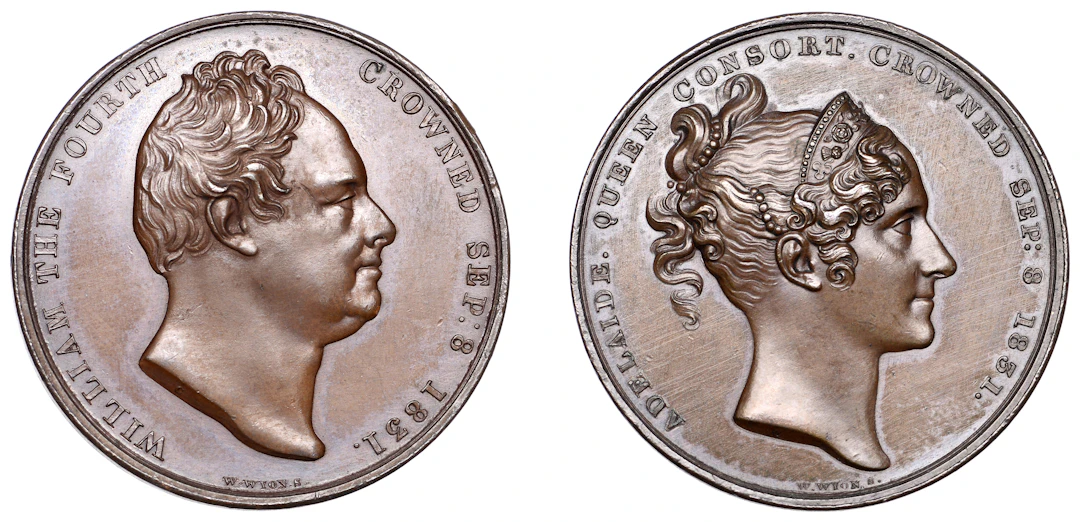 Coronation of William IV and Queen Adelaide, 1831, a bronze medal