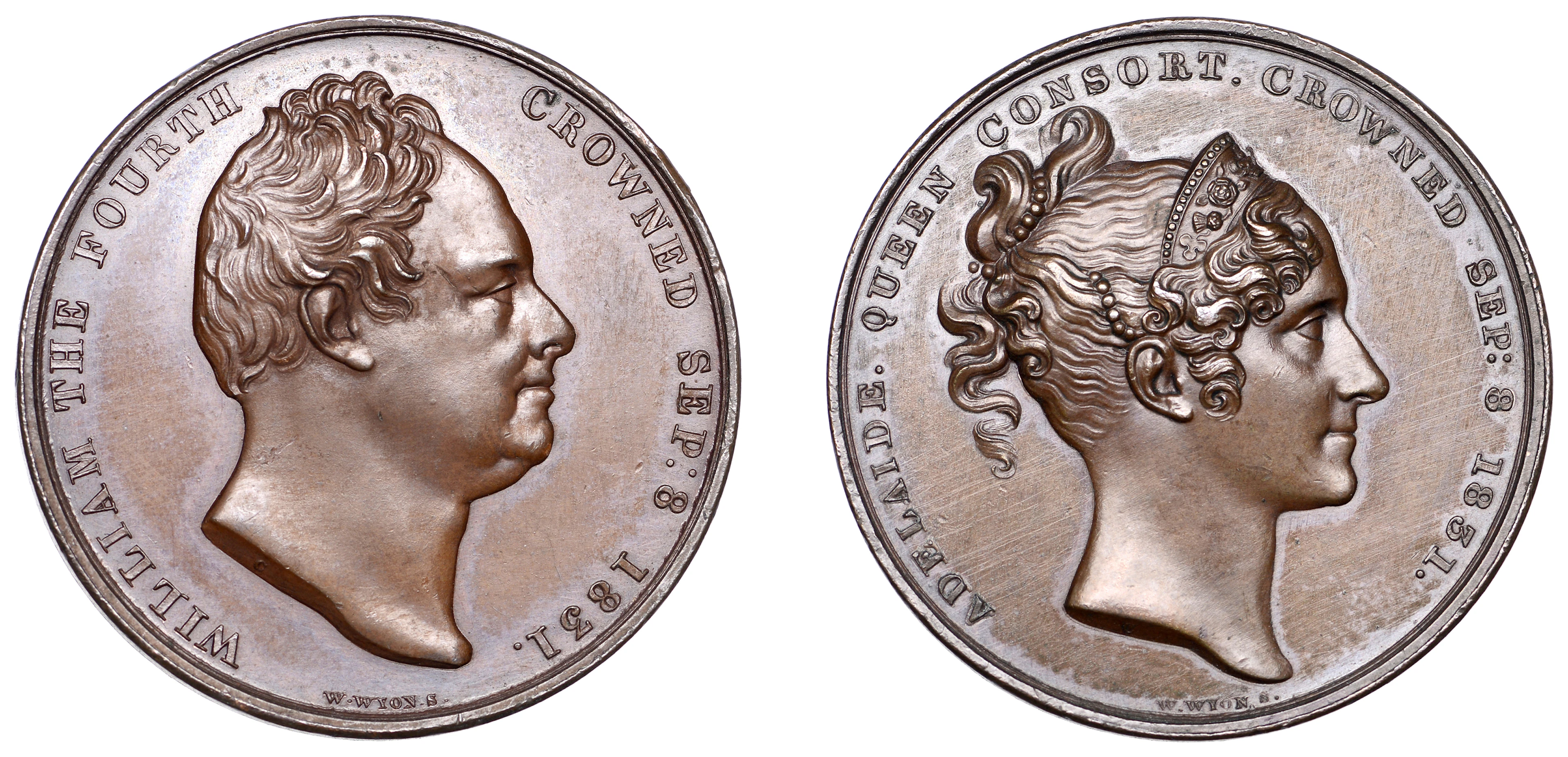 Coronation of William IV and Queen Adelaide, 1831, a bronze medal