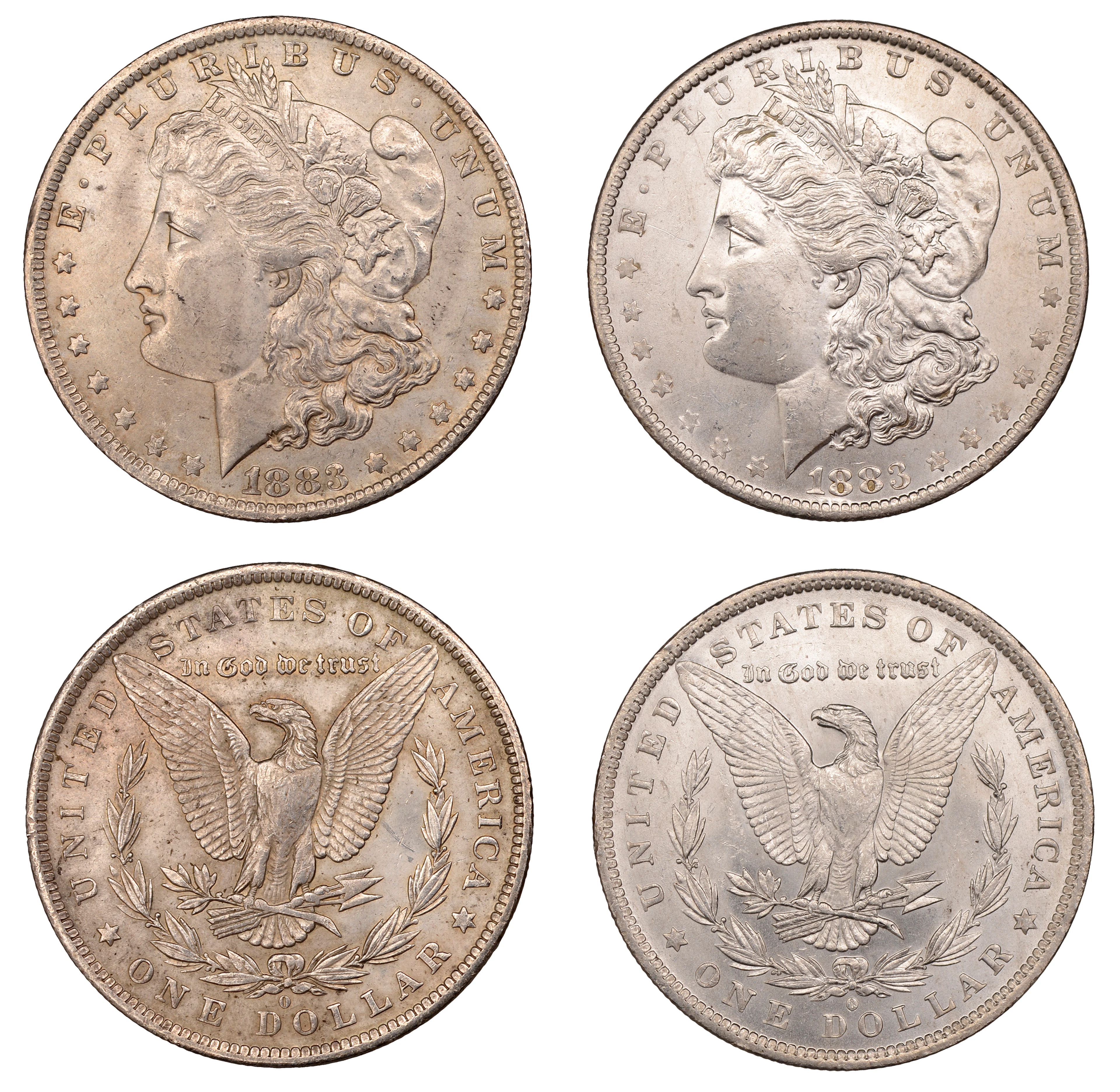 United States of America, Dollars (2), both 1883o, New Orleans (KM