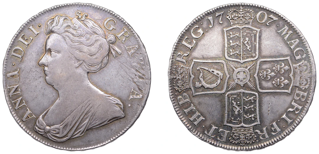 Anne (1702-1714), Crown, 1707, edge septimo (ESC 1344; S 3601). About