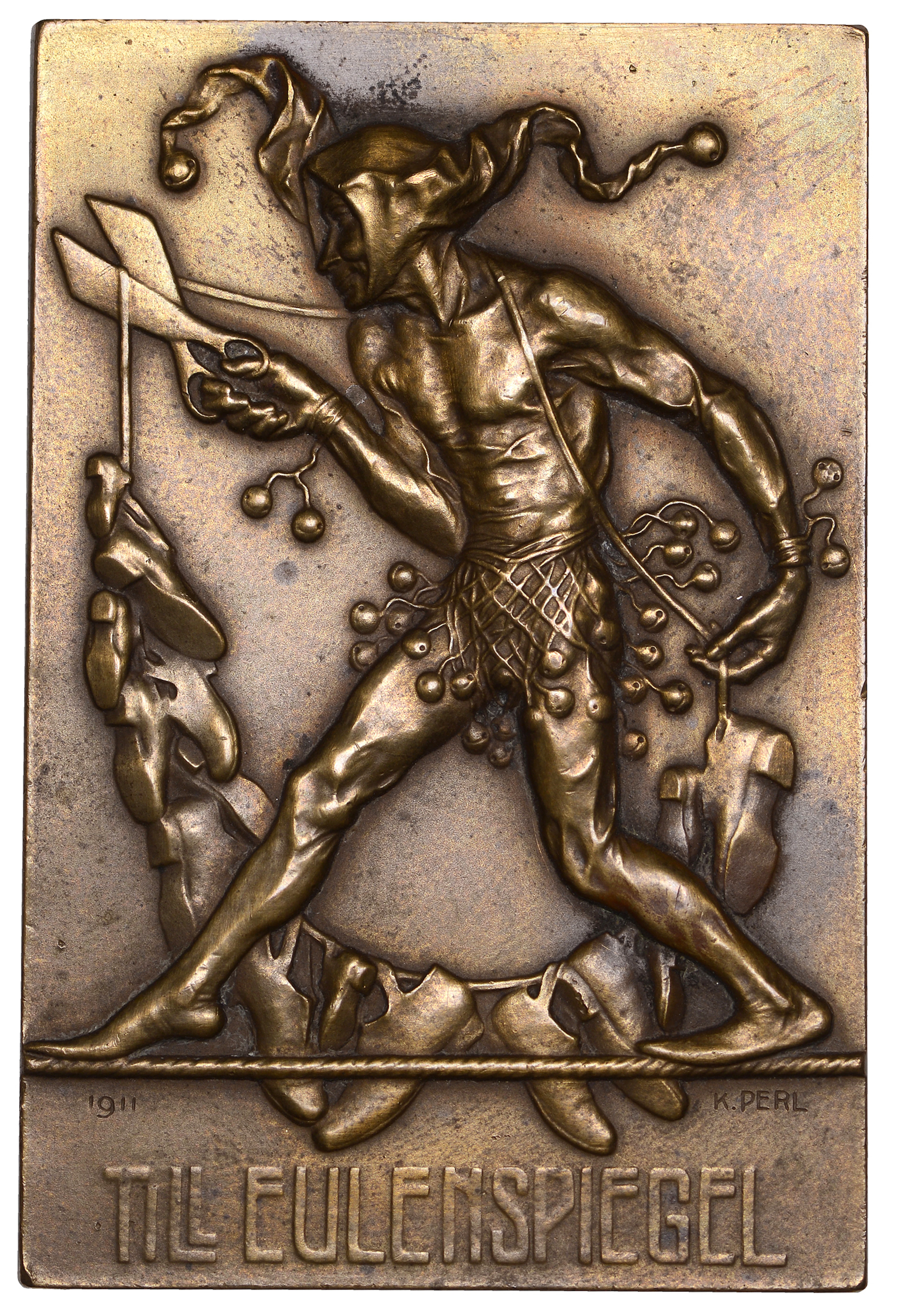 GERMANY/AUSTRIA, Till Eulenspiegel, 1911, a uniface bronze plaque