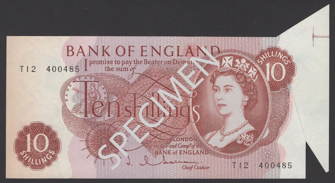 Bank of England, Jasper Q. Hollom, 10 Shillings, 4 April 1963, serial