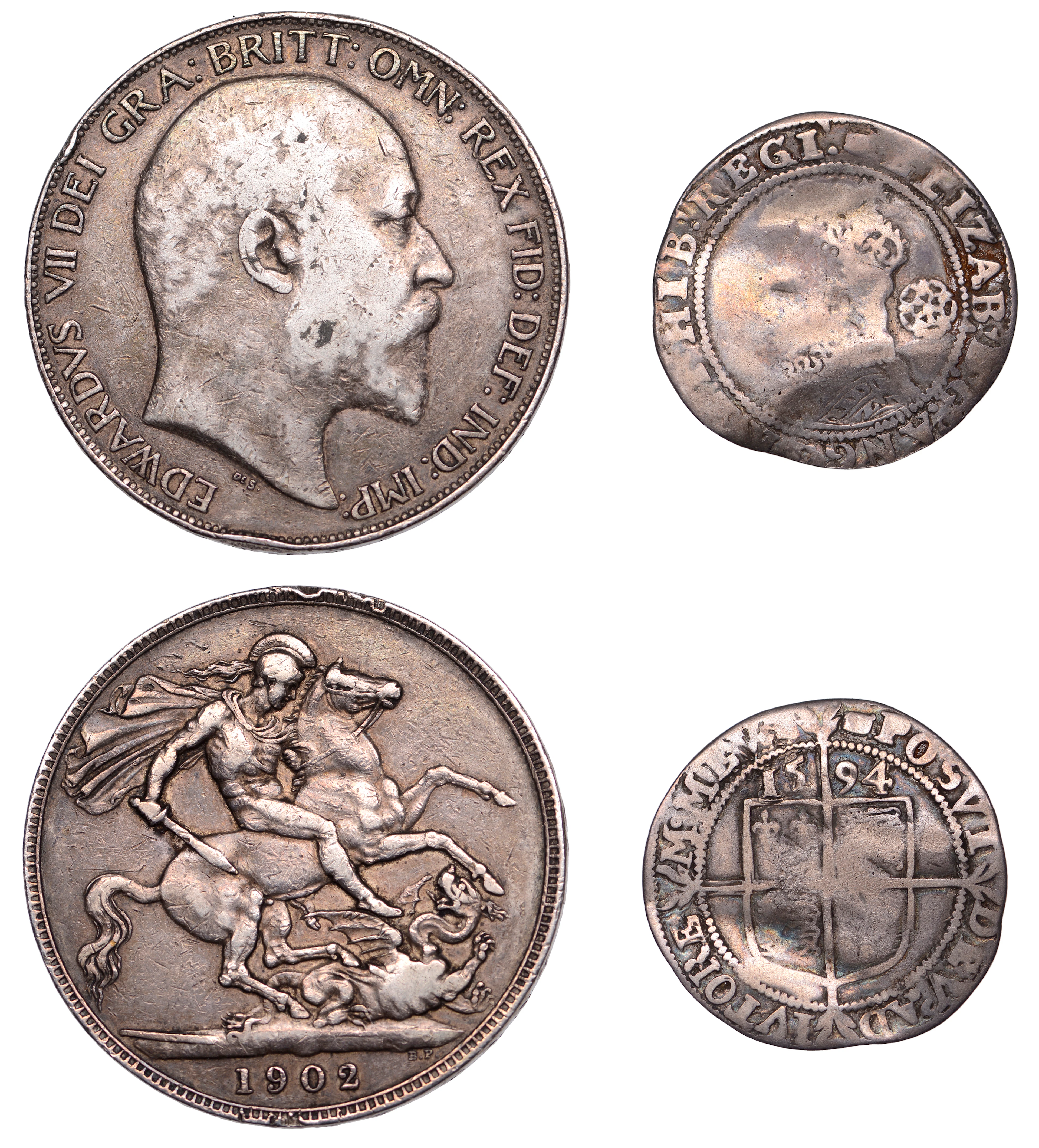 Edward VII, Crown, 1902, edge ii (ESC 3560; S 3979); together with
