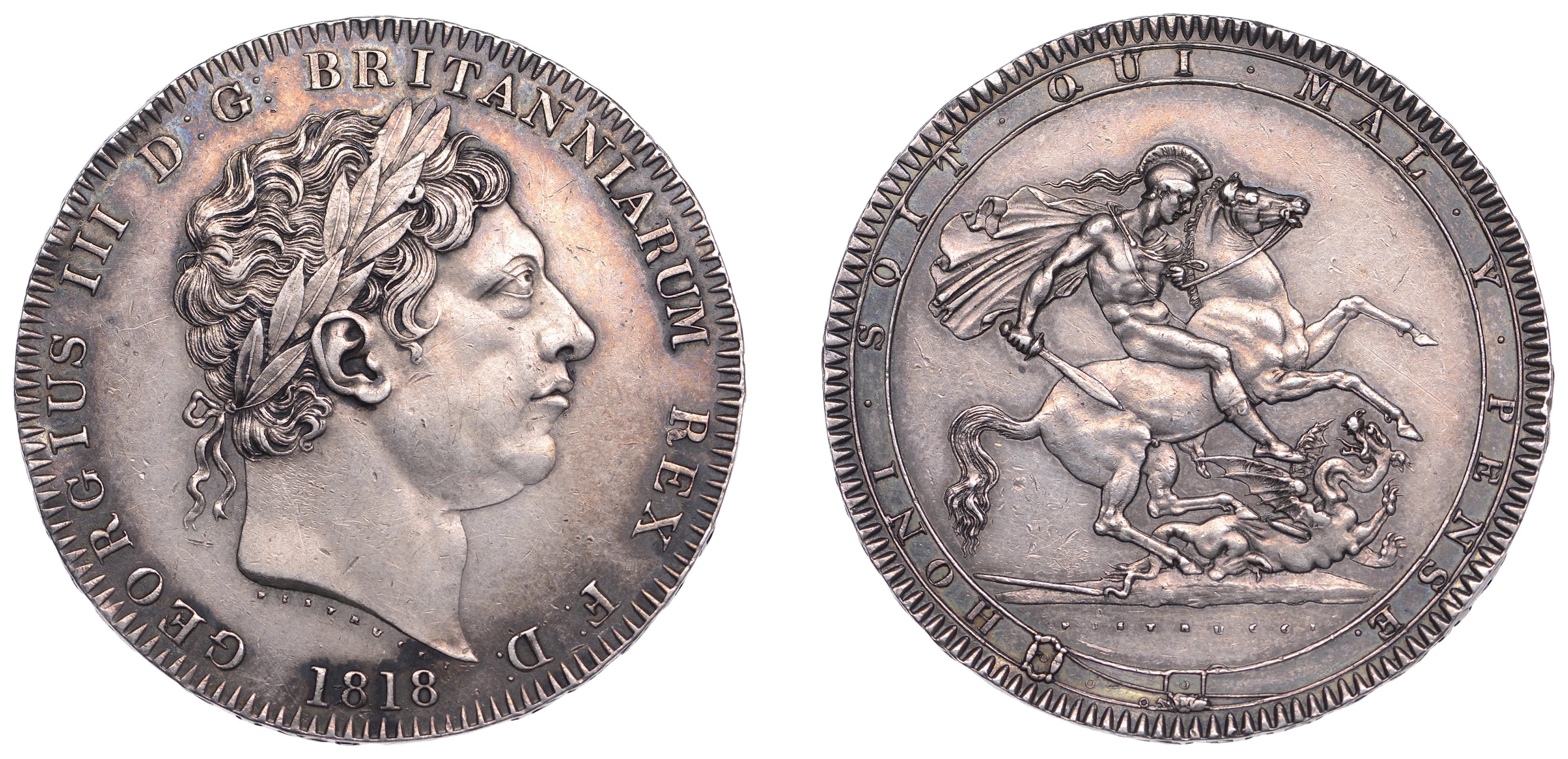 George III (1760-1820), New coinage, Crown, 1818, edge lix (ESC 2009;