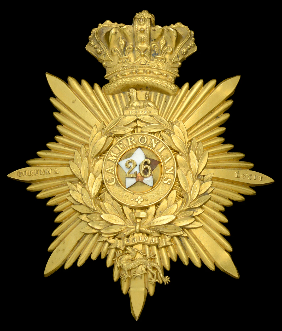26th (Cameronian) Regiment of Foot, Officer’s Shako Plate. A very