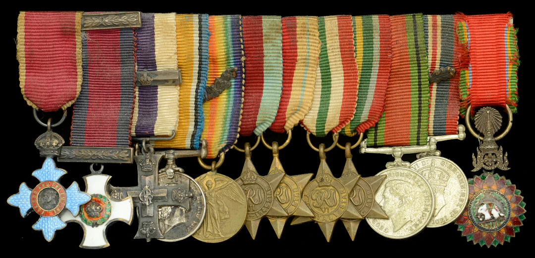 An inter-War C.B.E., Second War D.S.O., Great War M.C. and Bar mounted