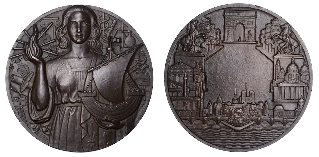 FRANCE, Paris, 1950, an Art Déco bronze award medal by P. Turin, female