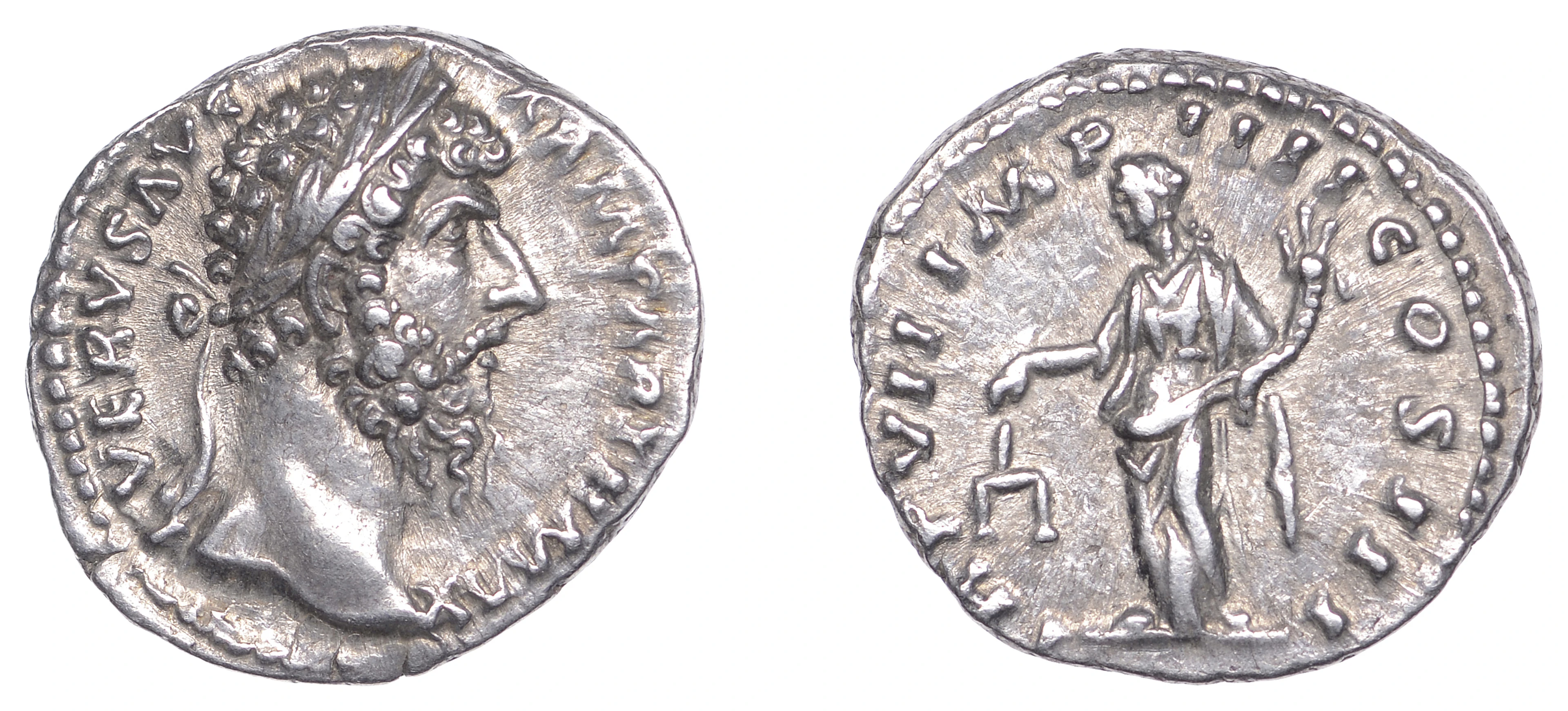 Lucius Verus (161-169), Denarius, 166-7, laureate head right, l vervs