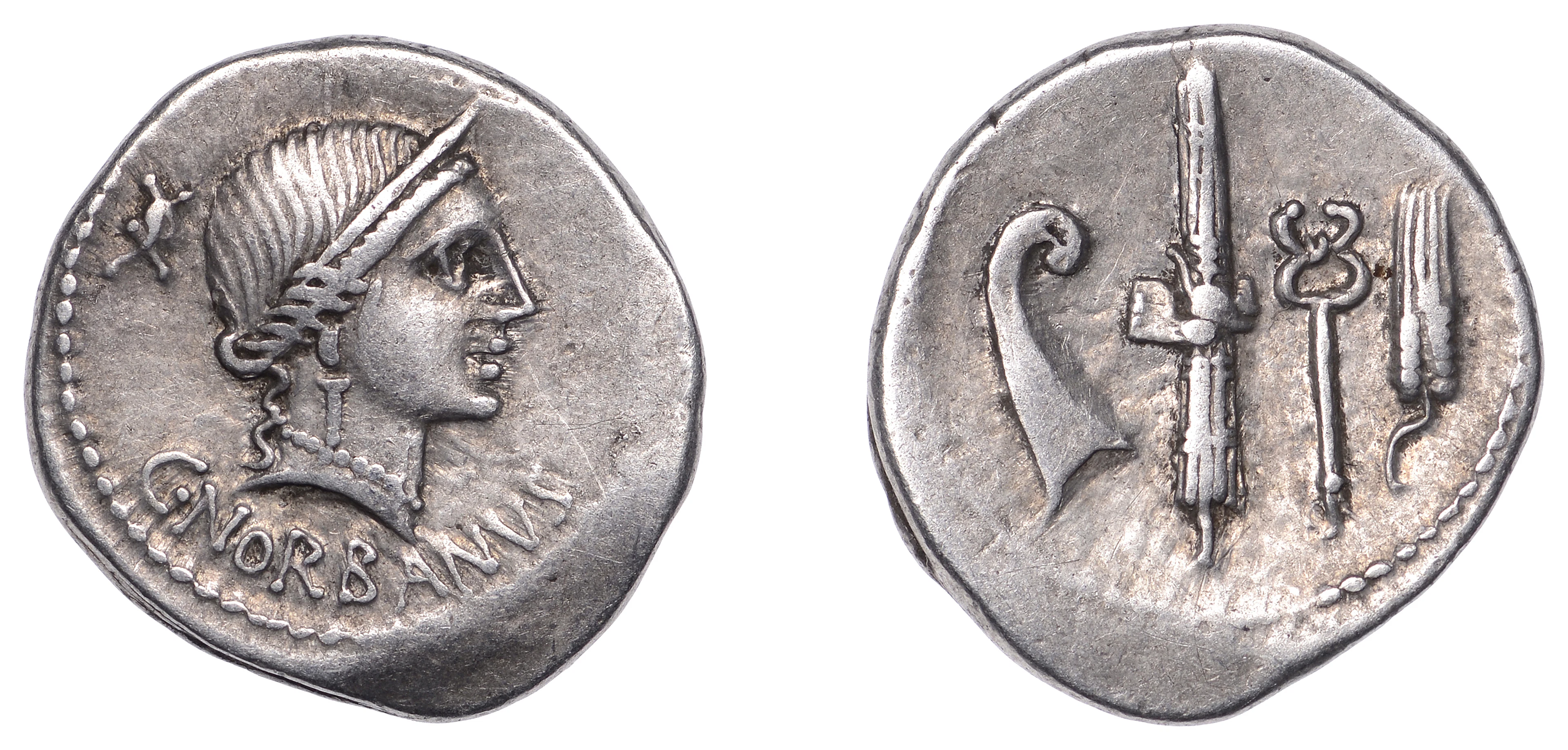 Republican Issues, C. Norbanus, Denarius, c. 83, diademed head of