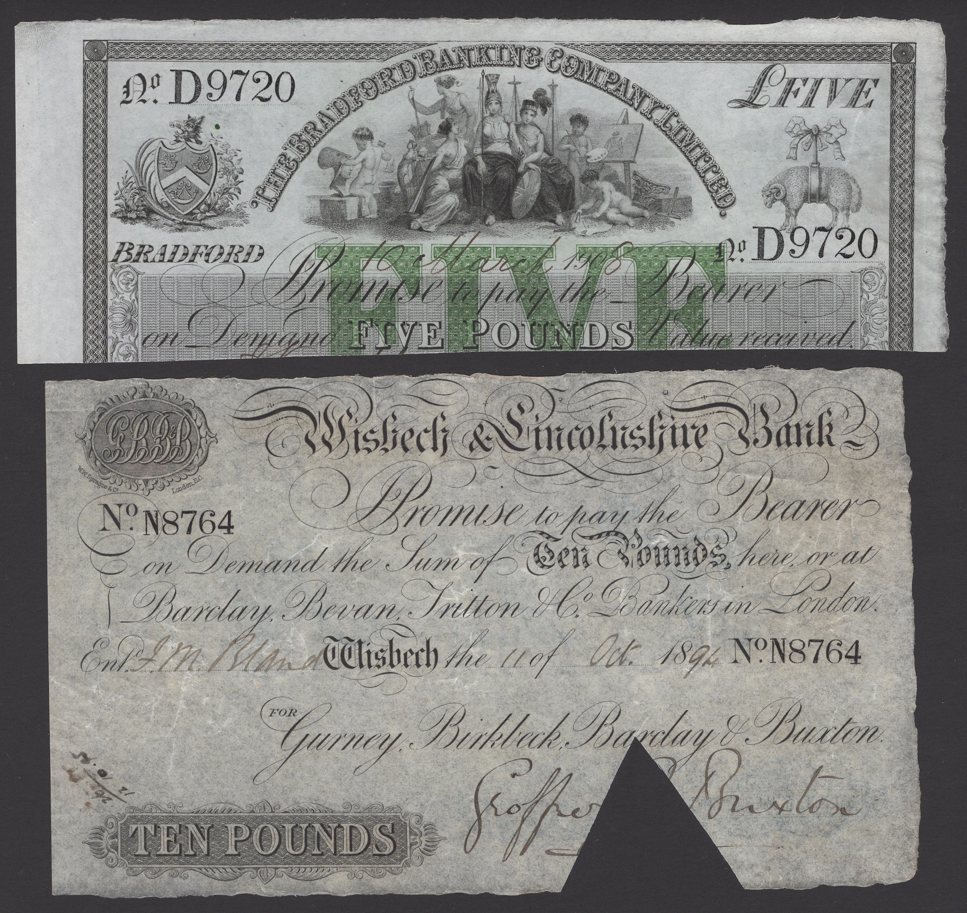 A Mixed Group of Provincial Banknotes, comprising Stamford, Spalding