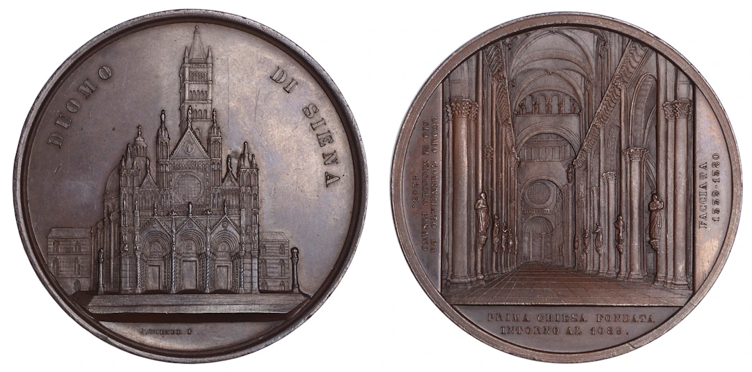 ITALY, Duomo di Siena [Cathedral of Siena], 1864, a copper medal by