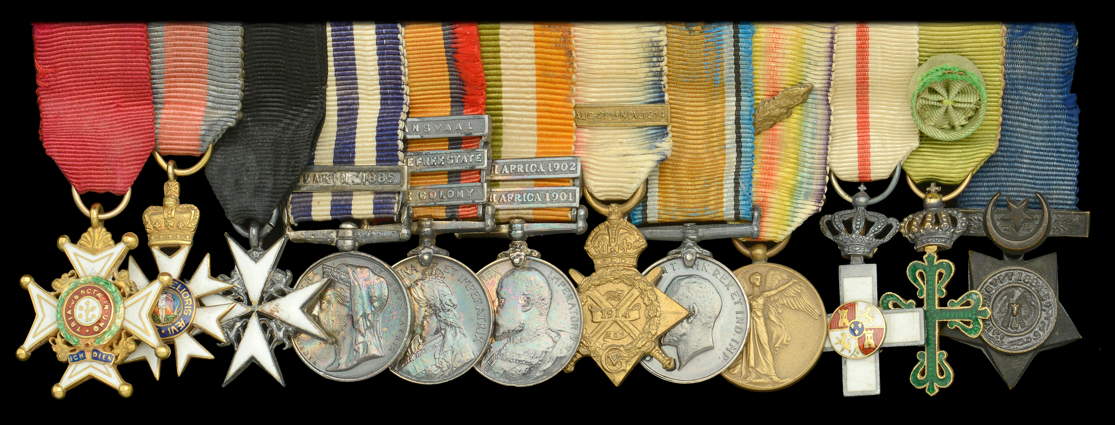 A fine pre-War C.B., Great War C.M.G. mounted group of twelve miniature