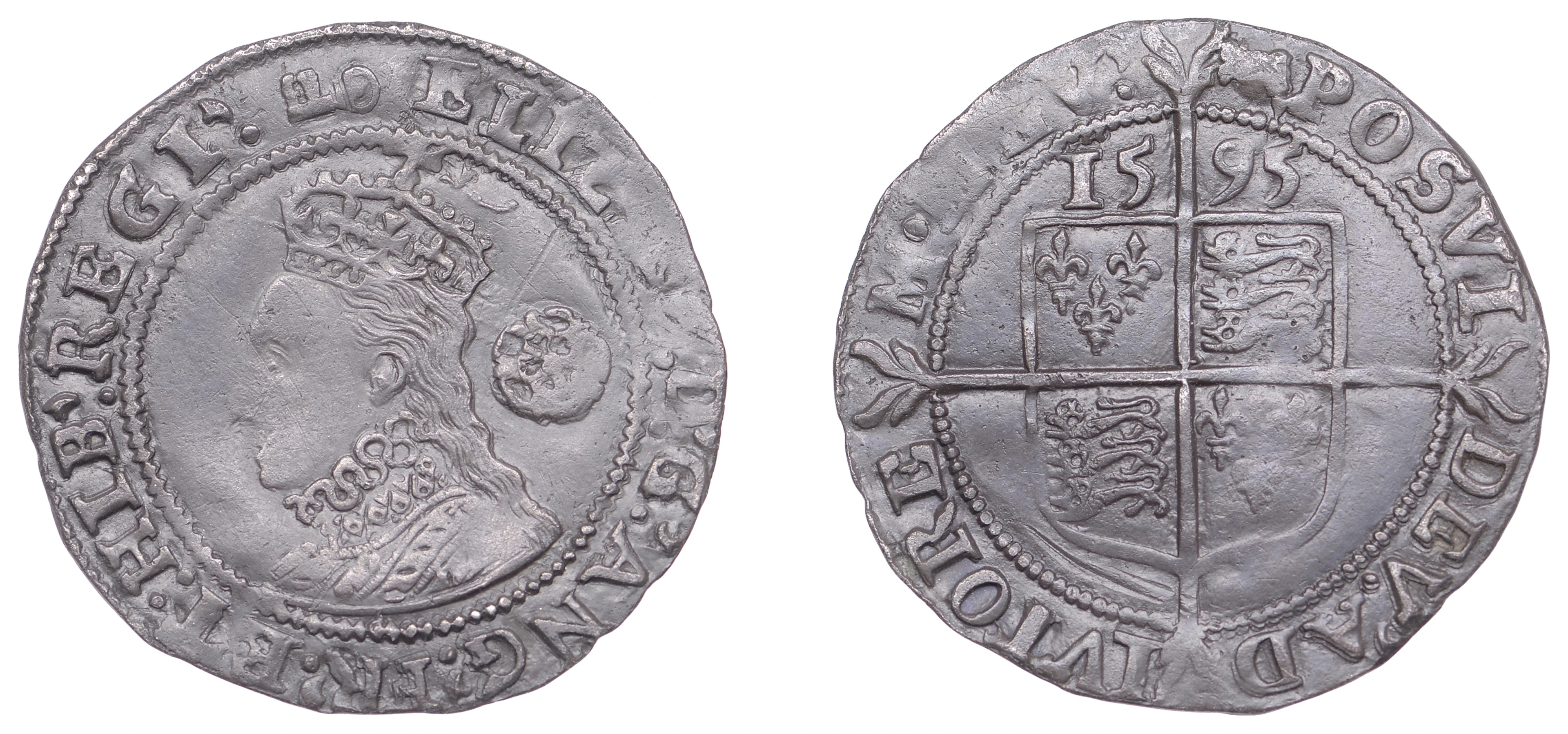 Elizabeth I (1558-1603), Sixth issue, Sixpence, 1595, mm. key (over