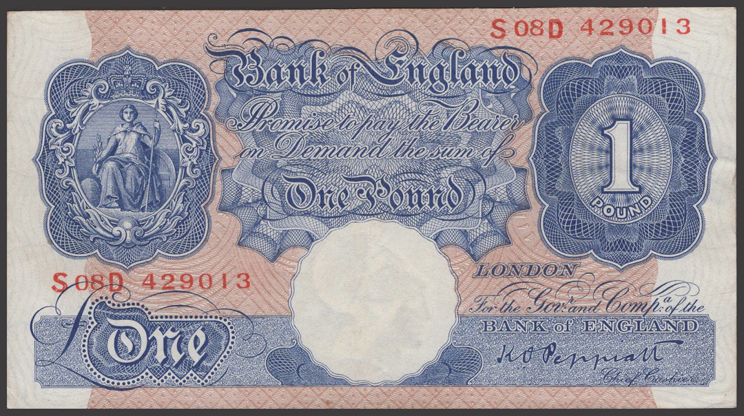 Bank of England, Kenneth O. Peppiatt, replacement £1, 29 March 1940
