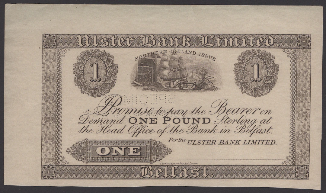 Ulster Bank Limited, proof for £1, ND (1932-34), without serial number