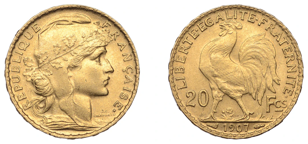 France, Third Republic, 20 Francs, 1907, Paris (KM 857). Extremely
