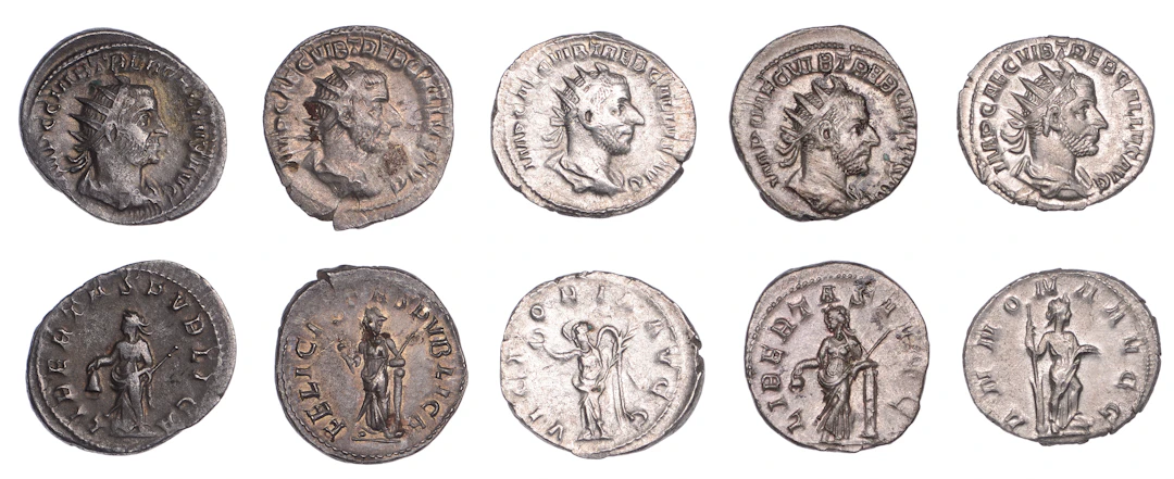 Trebonianus Gallus (251-253), Antoniniani (3), 251-3, radiate, draped