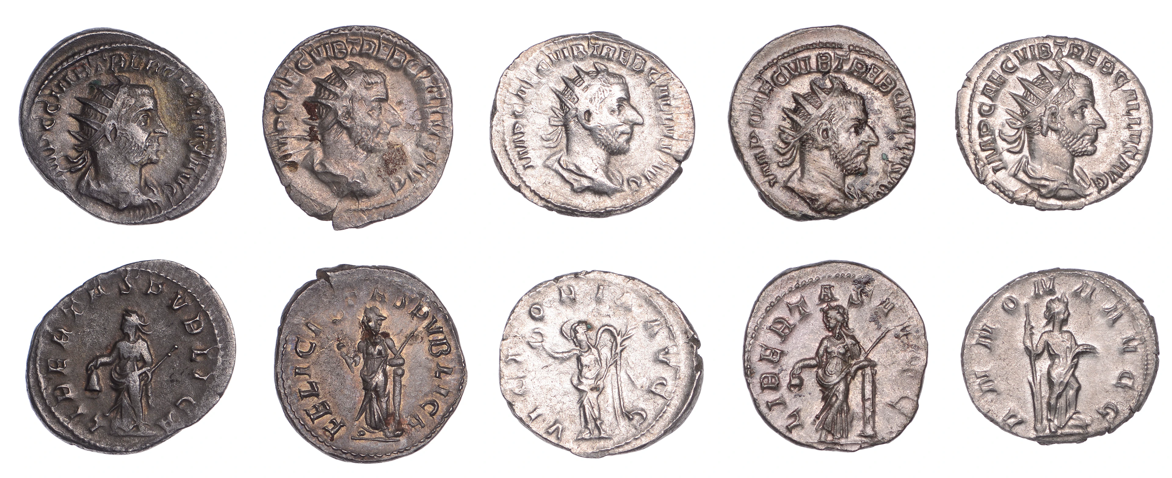 Trebonianus Gallus (251-253), Antoniniani (3), 251-3, radiate, draped
