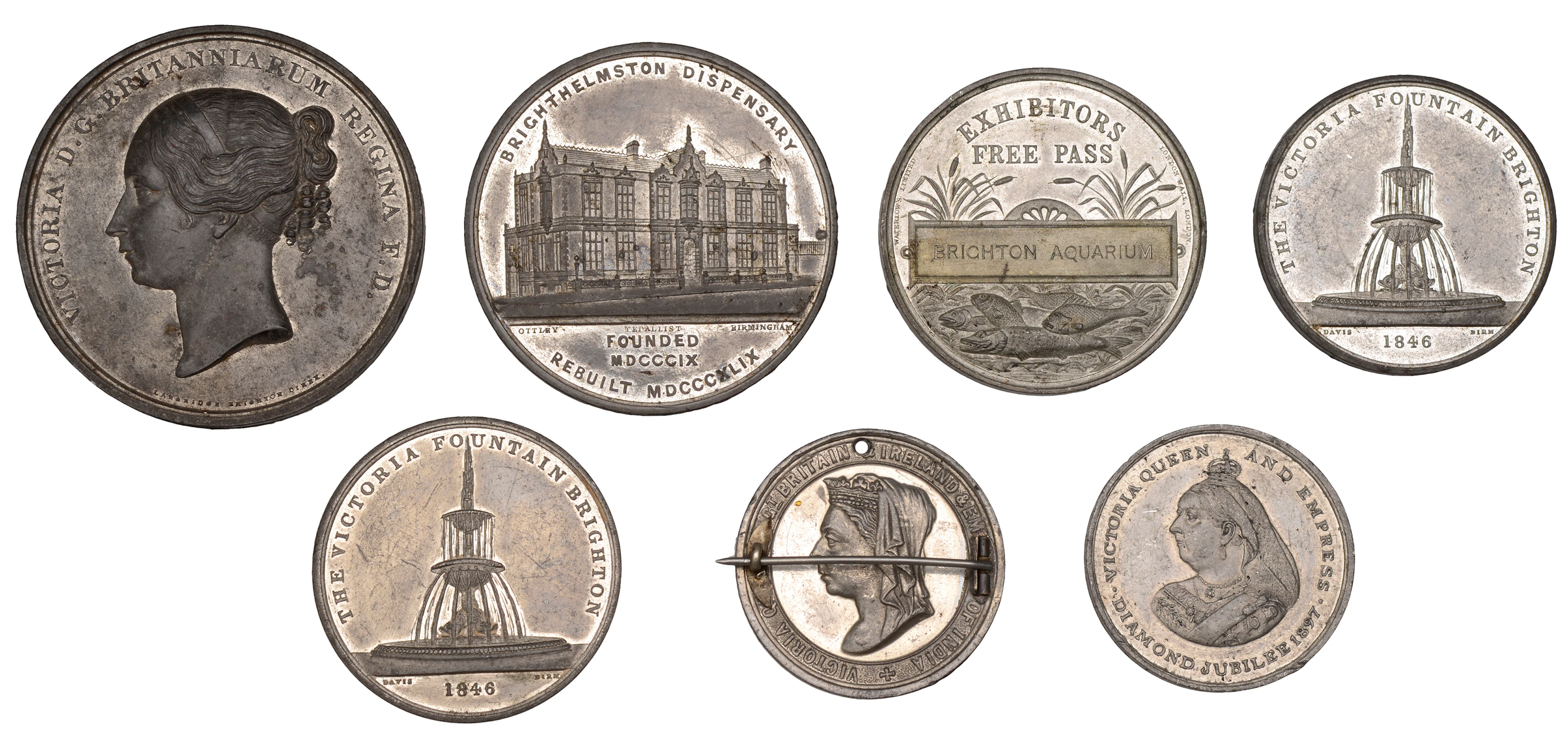 Victoria, The Royal Pavilion, Brighton, undated, a white metal medal
