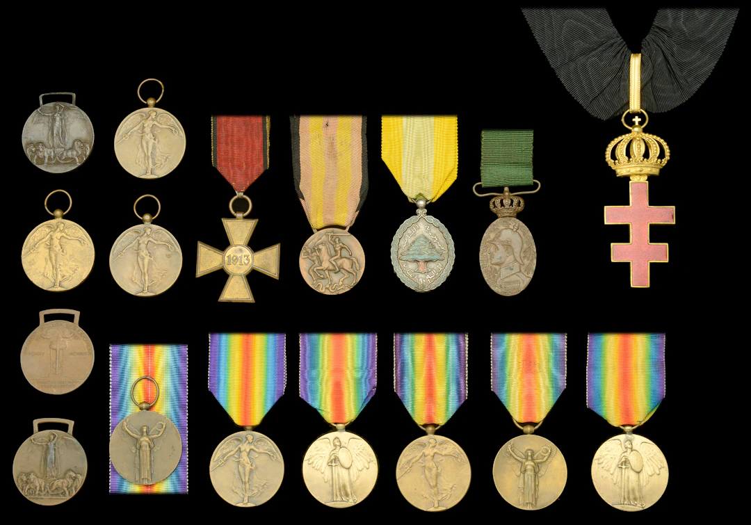 Allied Victory Medals: Belgium (5); France (2), both official types;