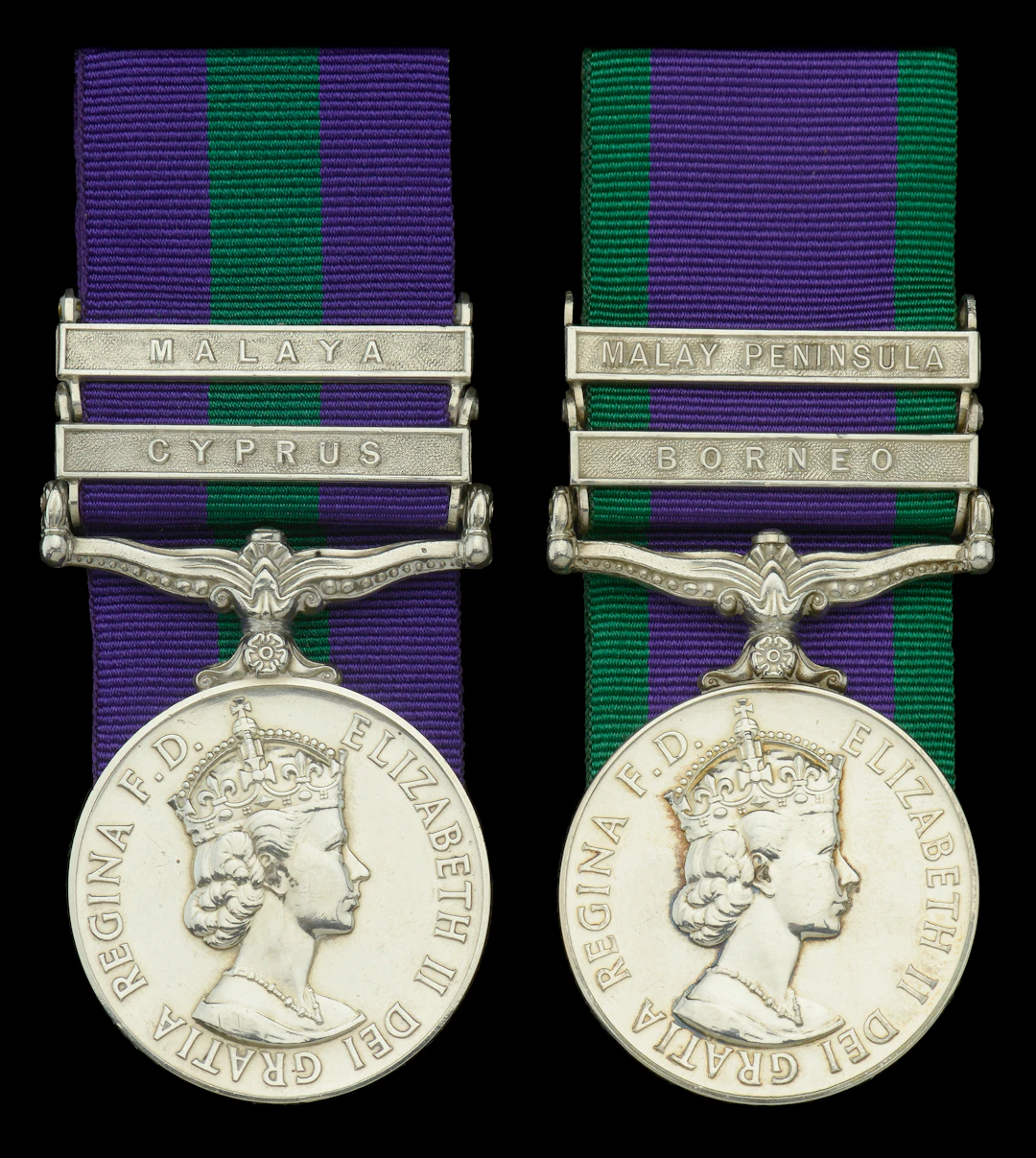 General Service 1918-62, 2 clasps, Cyprus, Malaya, unofficial retaining