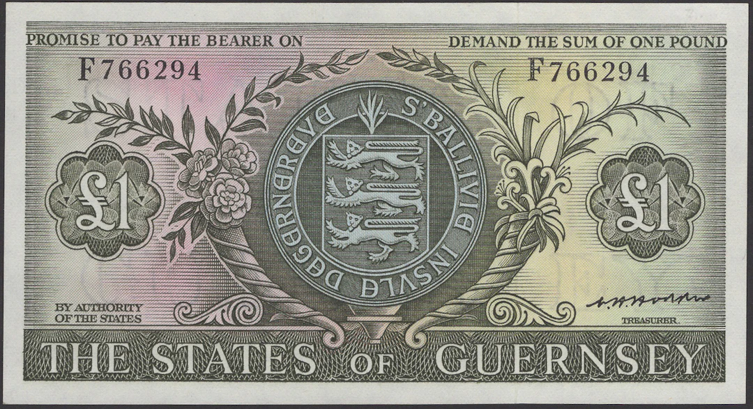 States of Guernsey, £1 (4), ND (1969), serial numbers C866024, D969033
