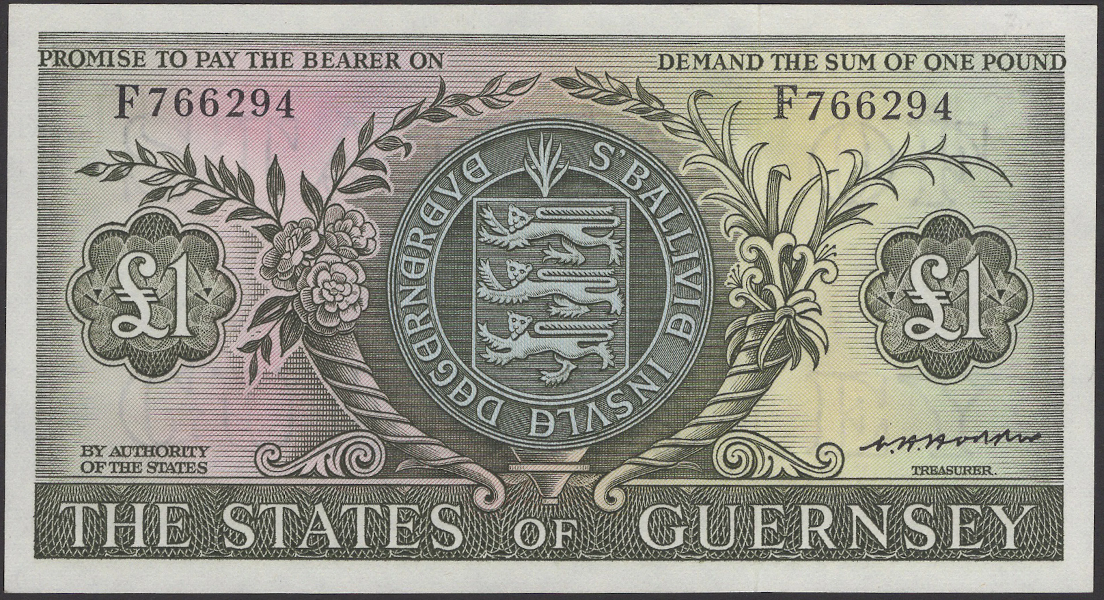 States of Guernsey, £1 (4), ND (1969), serial numbers C866024, D969033