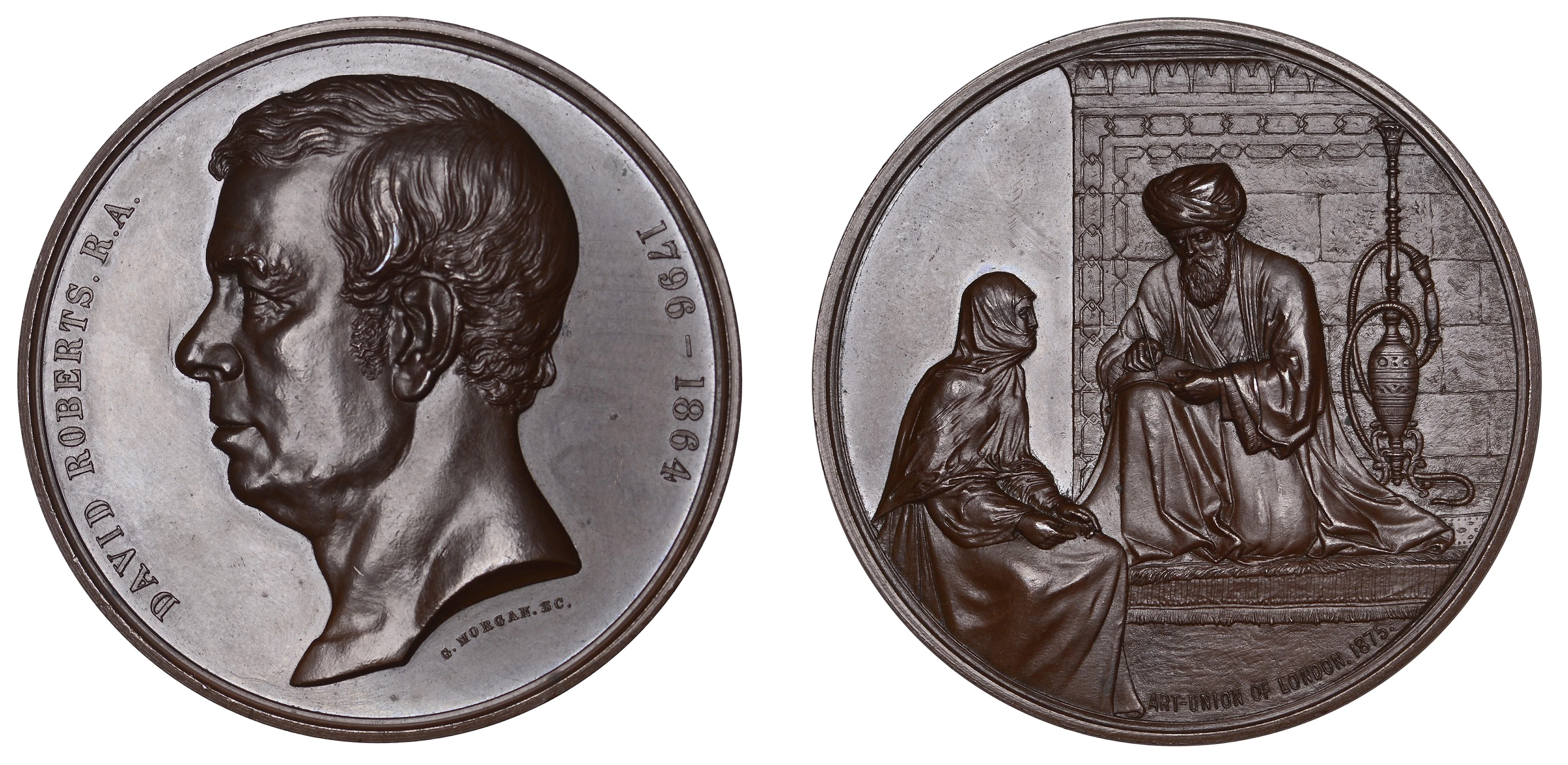 ENGLAND, David Roberts, 1875, a bronze medal by G.T. Morgan for the
